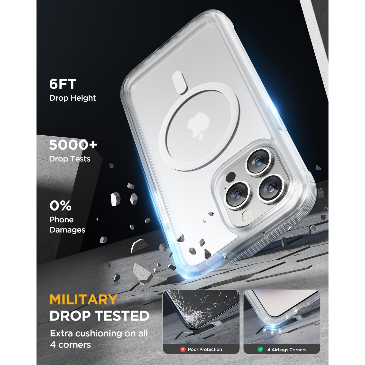 Magnetic for iPhone 15 Pro Max Case 6.7'', Compatible with Magsafe Full-Body Bumper Phone Case Cover with Built-in 9H Tempered Glass Screen