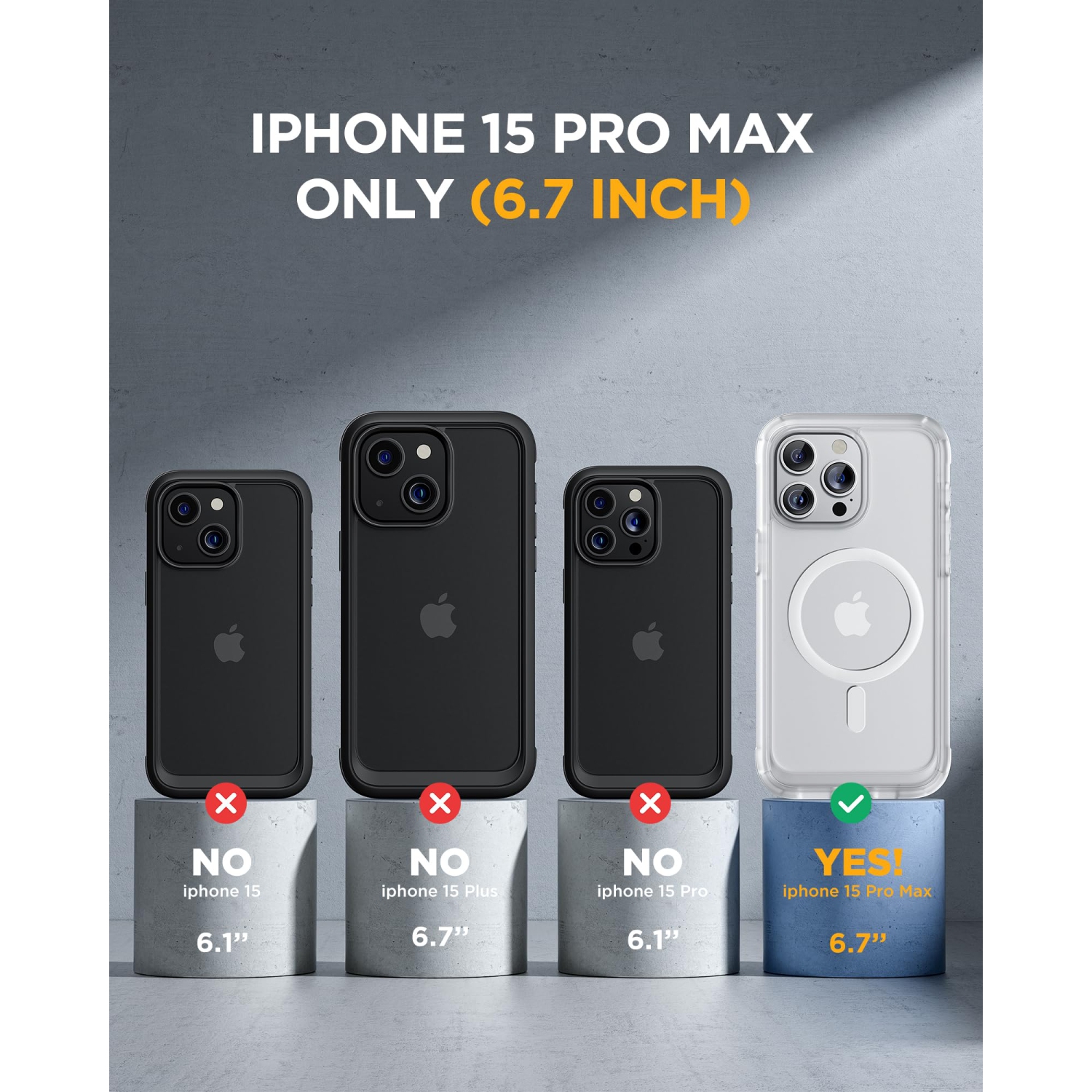 Magnetic for iPhone 15 Pro Max Case 6.7'', Compatible with Magsafe Full-Body Bumper Phone Case Cover with Built-in 9H Tempered Glass Screen