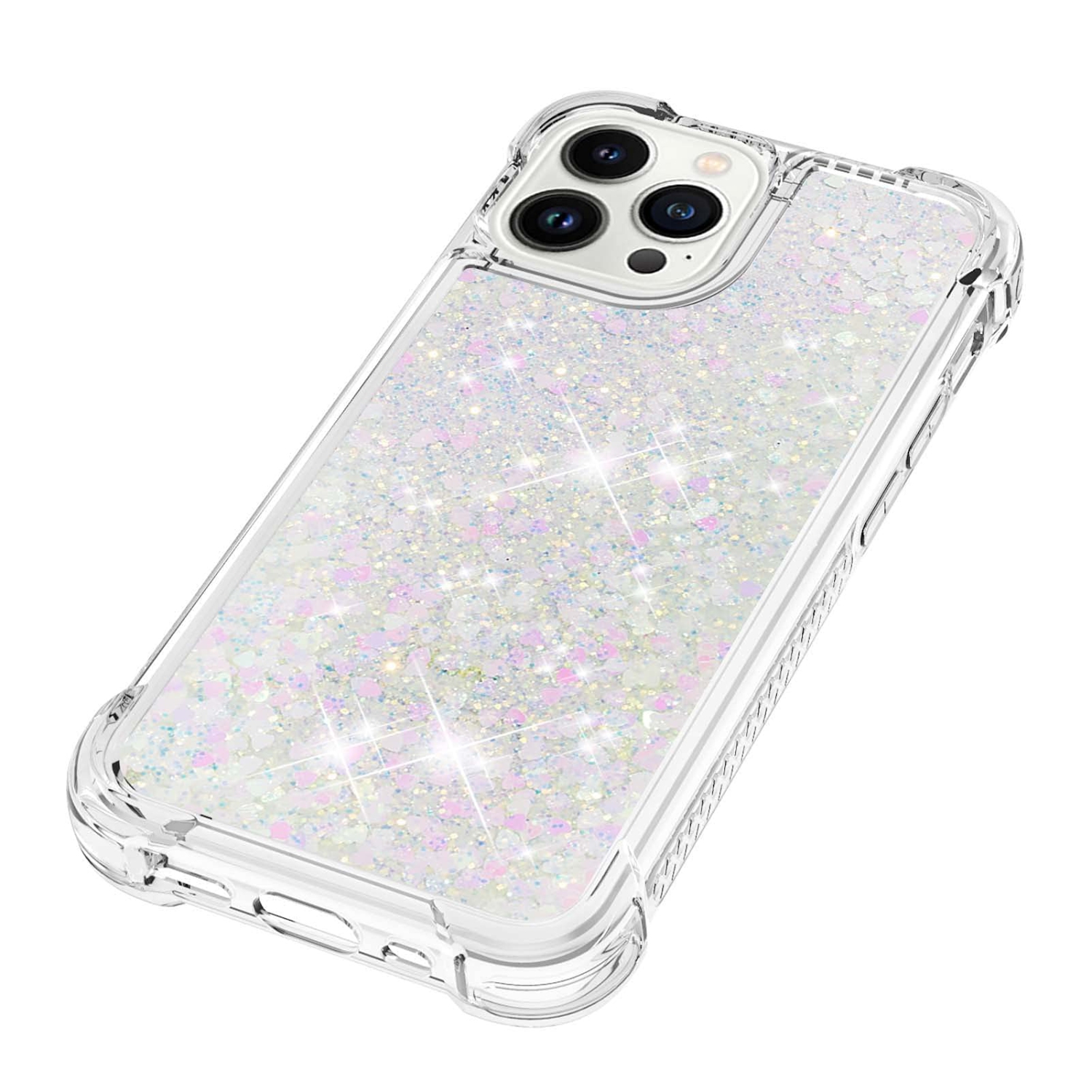 Case for iPhone 15 Pro 6.1", Bling Glitter Liquid Clear Case Floating Quicksand Shockproof Protective Sparkle Silicone Soft TPU Case for iPhone 15