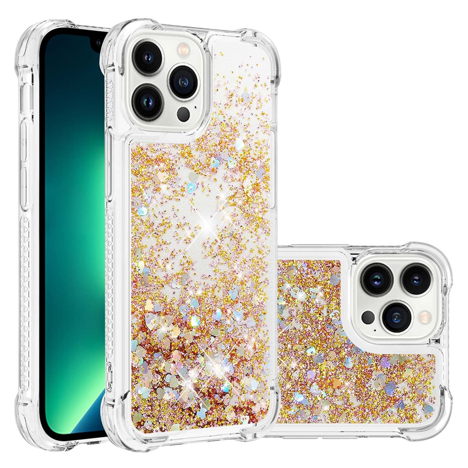 Case for iPhone 15 Pro 6.1", Bling Glitter Liquid Clear Case Floating Quicksand Shockproof Protective Sparkle Silicone Soft TPU Case for iPhone 15