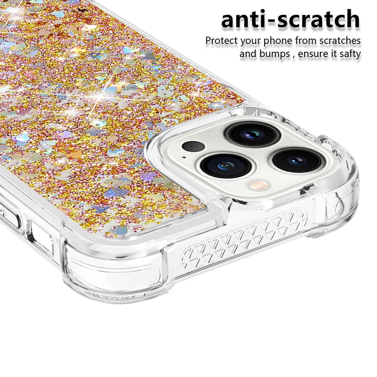 Case for iPhone 15 Pro 6.1", Bling Glitter Liquid Clear Case Floating Quicksand Shockproof Protective Sparkle Silicone Soft TPU Case for iPhone 15
