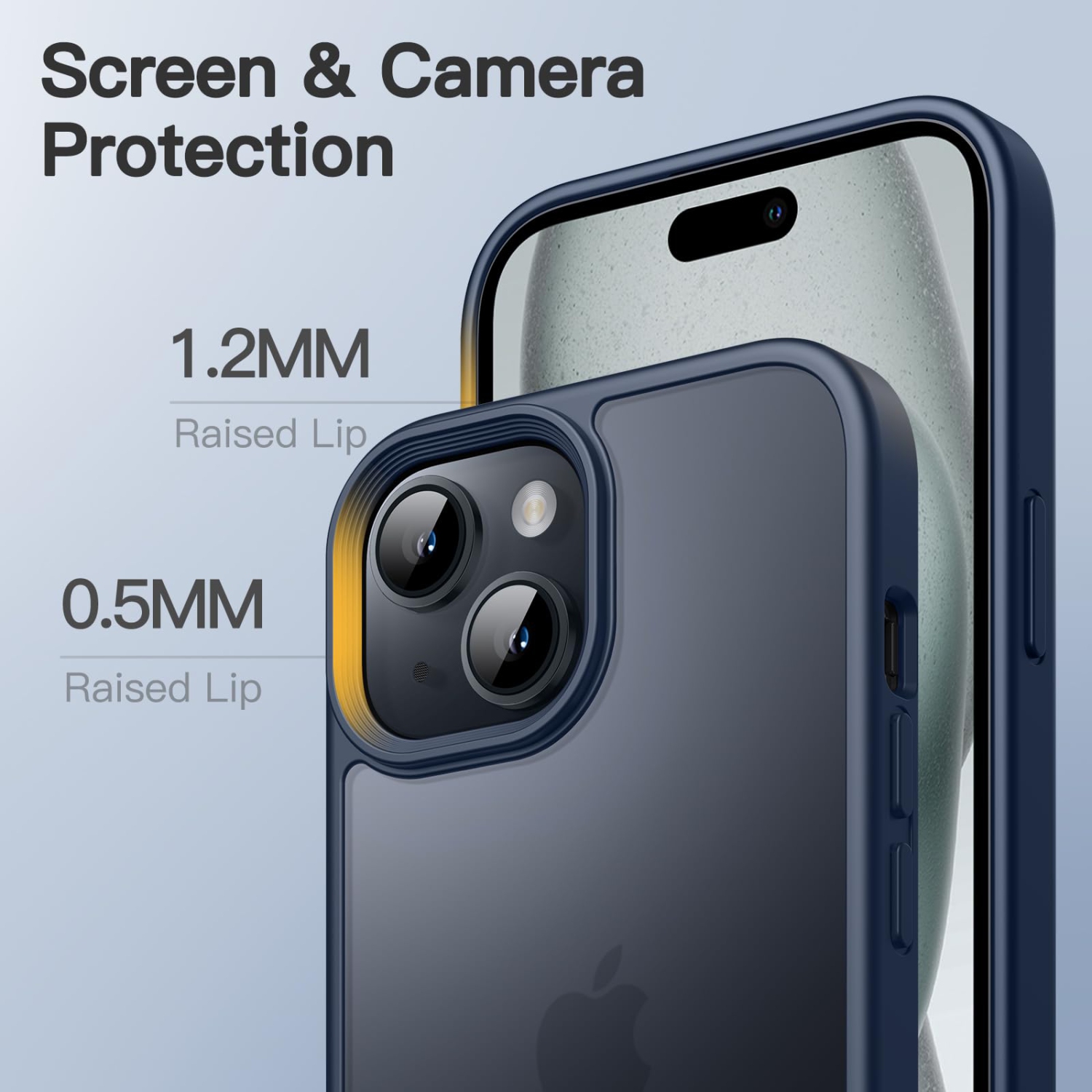 Étui mat pour iPhone 15 6,1 po, protection antichoc de qualité militaire, dos givré translucide, anti-empreintes