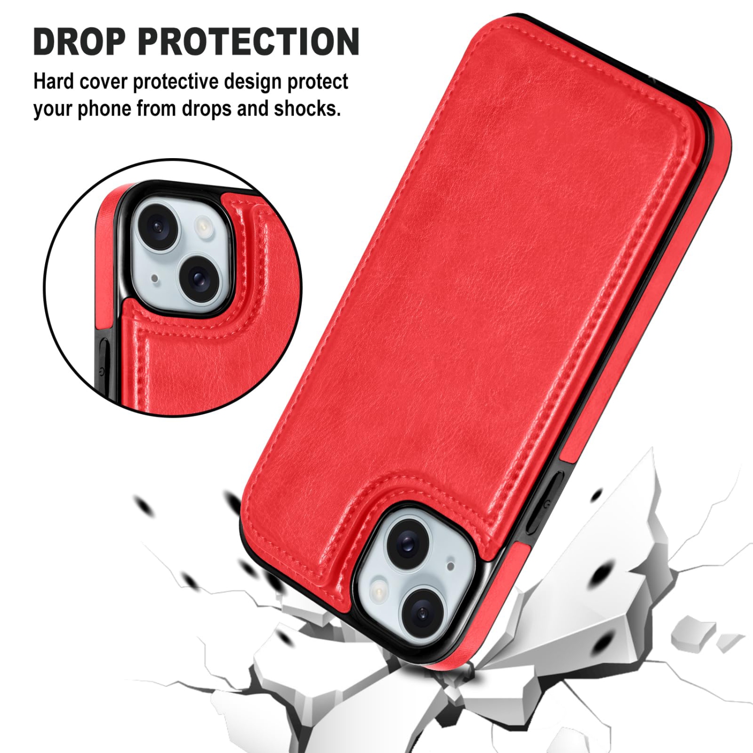 Conçu pour l'étui iPhone 15 plus, étui-portefeuille en cuir de polyuréthane de qualité supérieure pour iPhone 15 plus avec béquille pour porte-carte