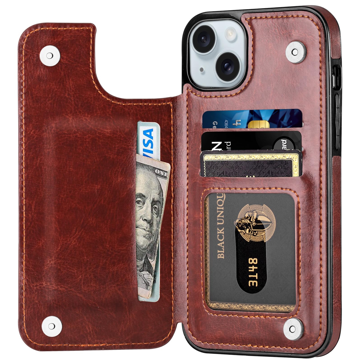 Designed for iPhone 15 Plus Case, Premium PU Leather iPhone 15 Plus Wallet Case with Card Holder Kickstand Slim Phone Cover for iPhone 15 Plus 6.7
