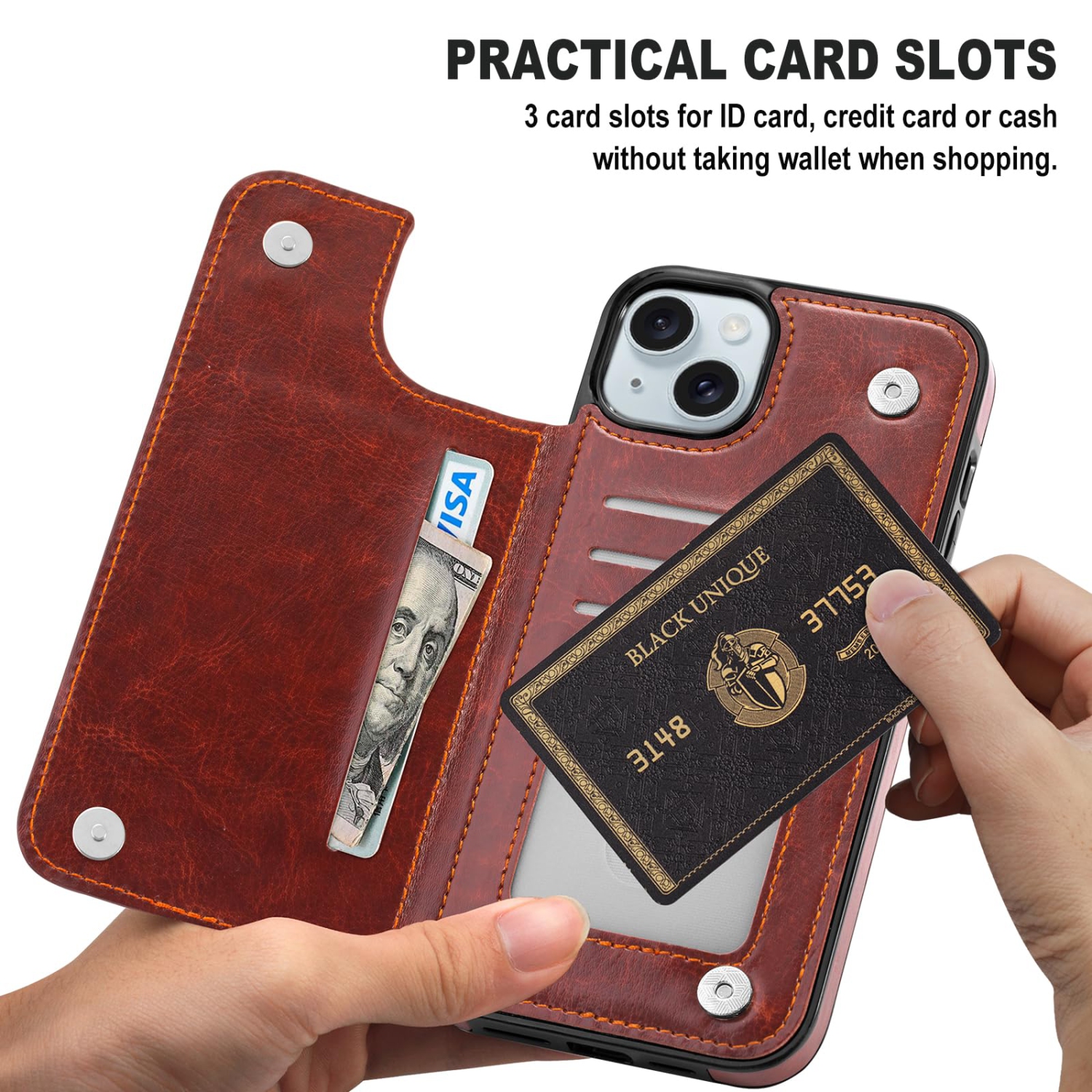 Designed for iPhone 15 Plus Case, Premium PU Leather iPhone 15 Plus Wallet Case with Card Holder Kickstand Slim Phone Cover for iPhone 15 Plus 6.7
