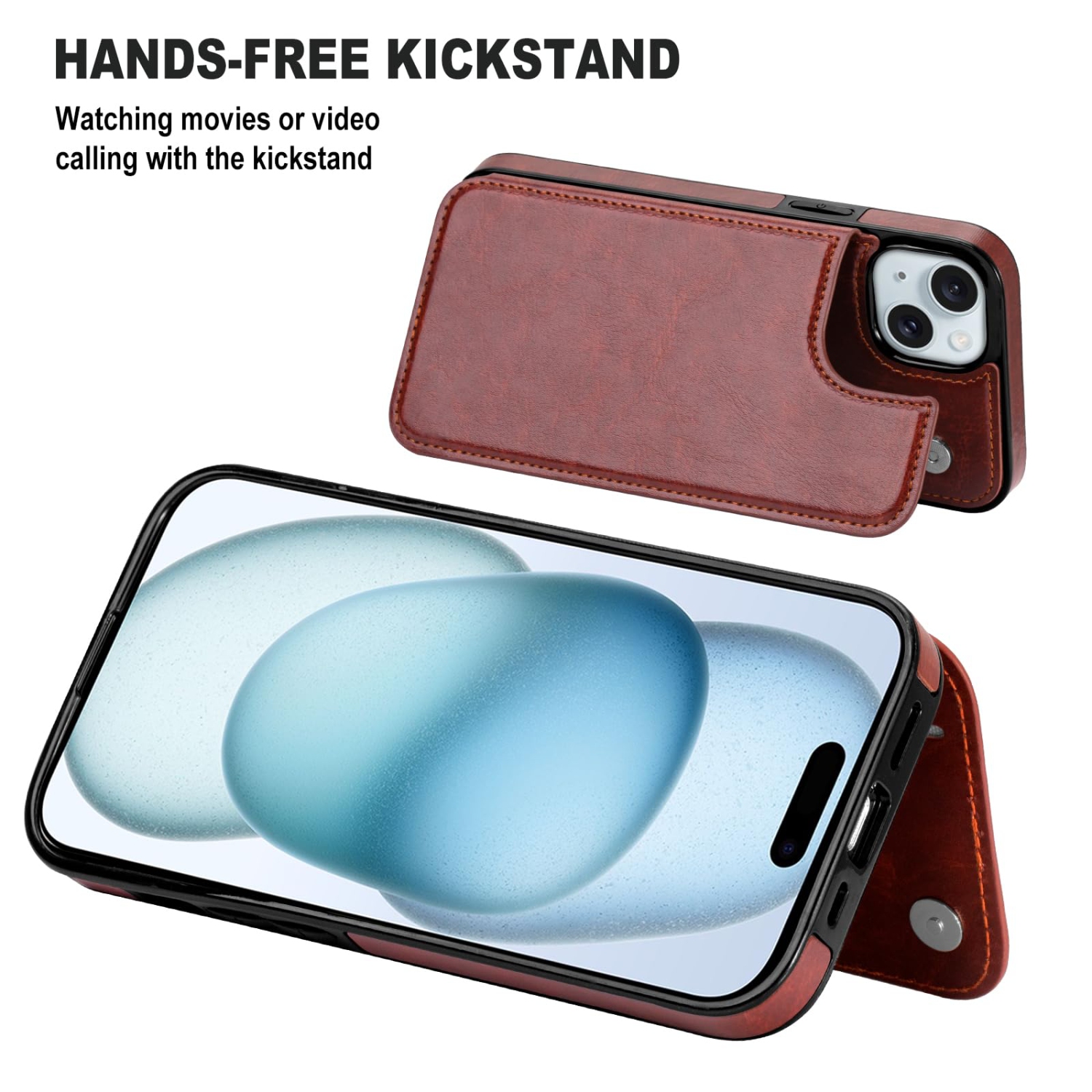 Designed for iPhone 15 Plus Case, Premium PU Leather iPhone 15 Plus Wallet Case with Card Holder Kickstand Slim Phone Cover for iPhone 15 Plus 6.7