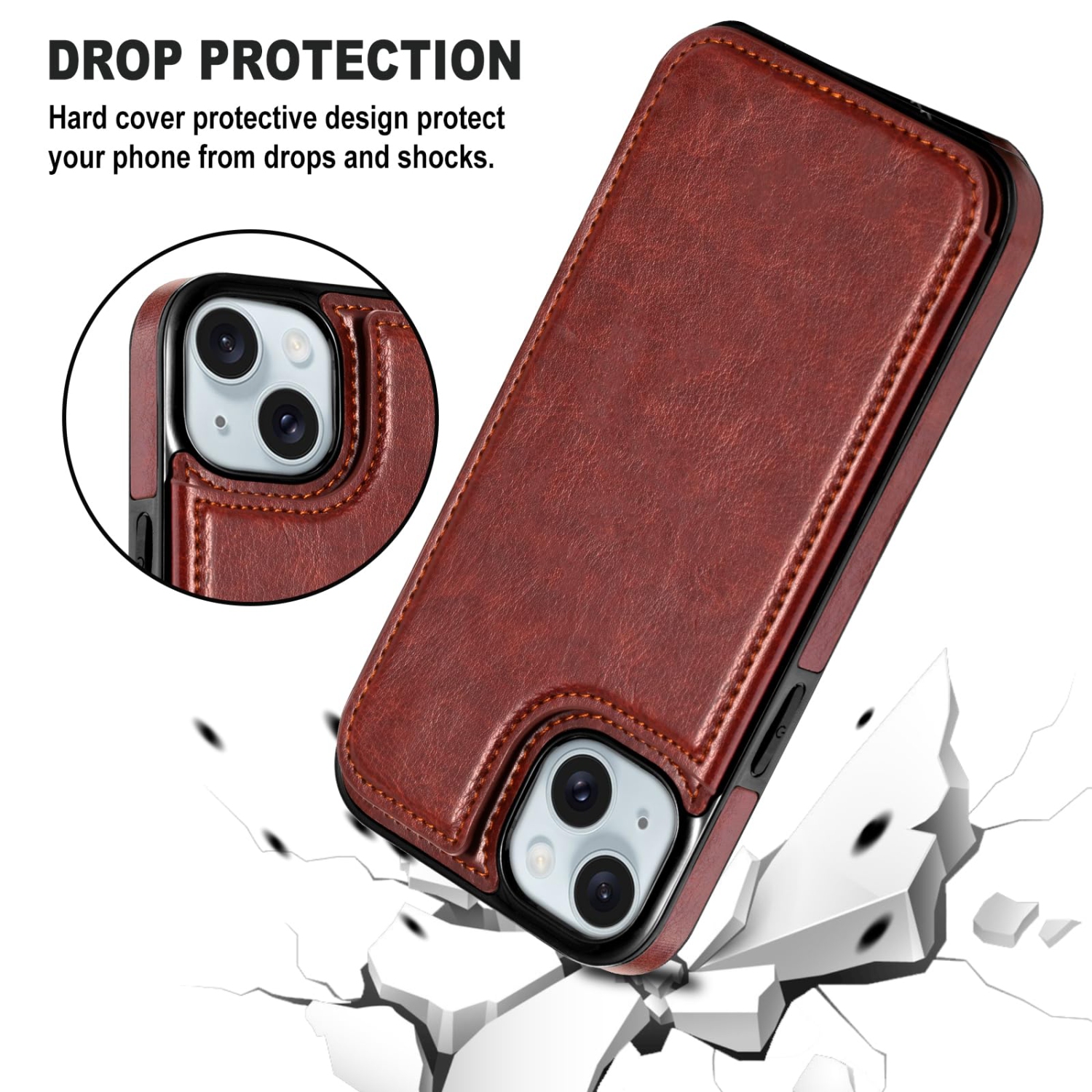 Designed for iPhone 15 Plus Case, Premium PU Leather iPhone 15 Plus Wallet Case with Card Holder Kickstand Slim Phone Cover for iPhone 15 Plus 6.7