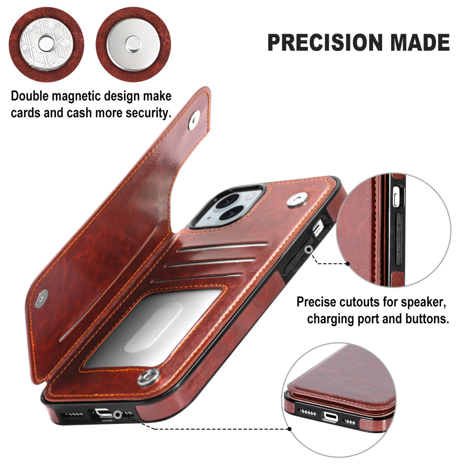 Designed for iPhone 15 Plus Case, Premium PU Leather iPhone 15 Plus Wallet Case with Card Holder Kickstand Slim Phone Cover for iPhone 15 Plus 6.7