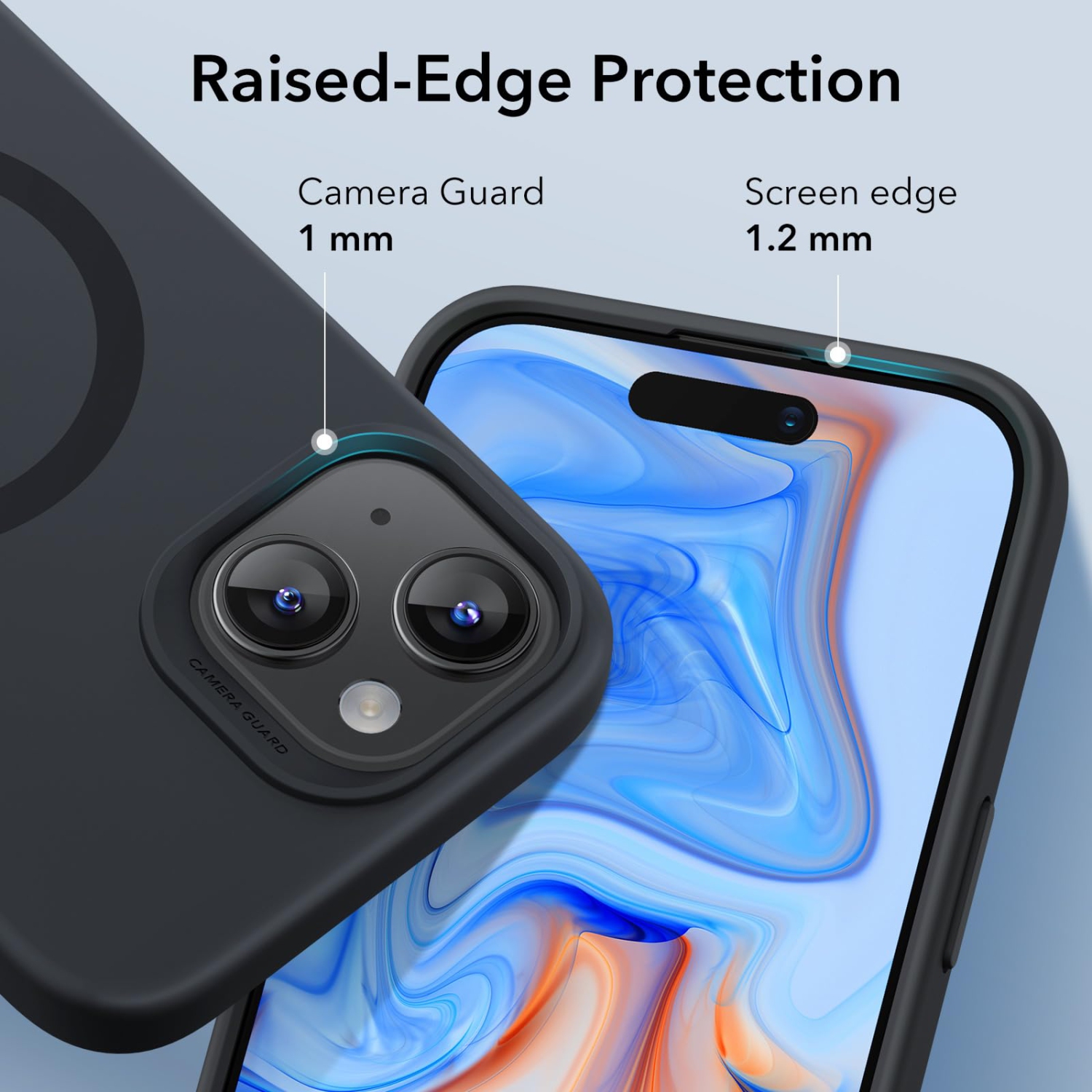 iPhone 15 Case with MagSafe, Supports Magnetic Charging, Slim Liquid Silicone Case, Shock Absorbing, Screen and Camera Protection, Cloud Series, Black