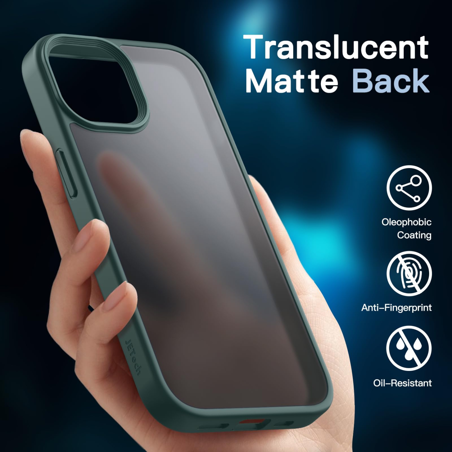 5 in 1 Matte Case for iPhone 15 Plus 6.7-Inch with 2-Pack Each Tempered Glass Screen Protector and Camera Lens Protector, Translucent Back Shockproof