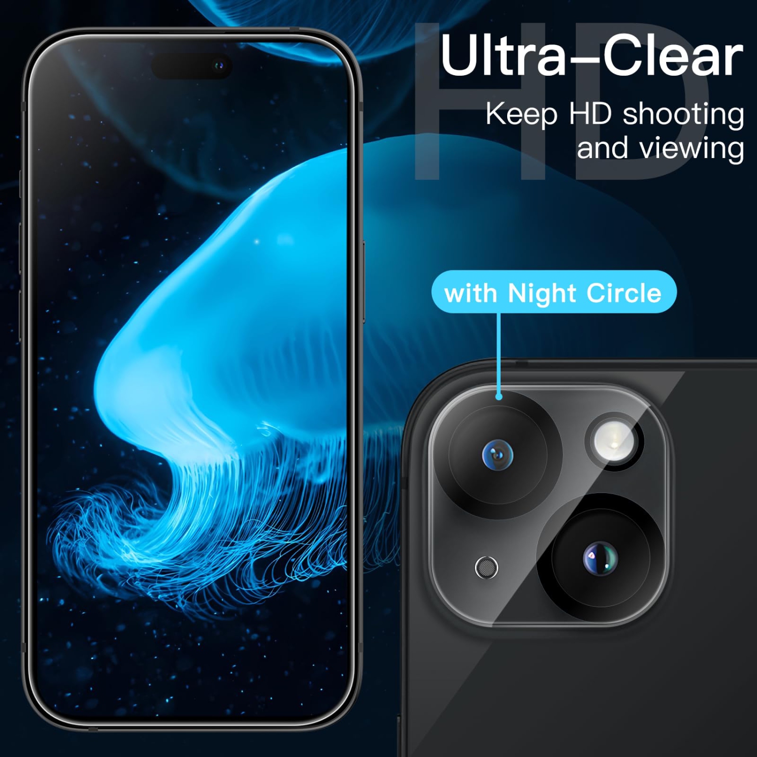 5 in 1 Matte Case for iPhone 15 Plus 6.7-Inch with 2-Pack Each Tempered Glass Screen Protector and Camera Lens Protector, Translucent Back Shockproof