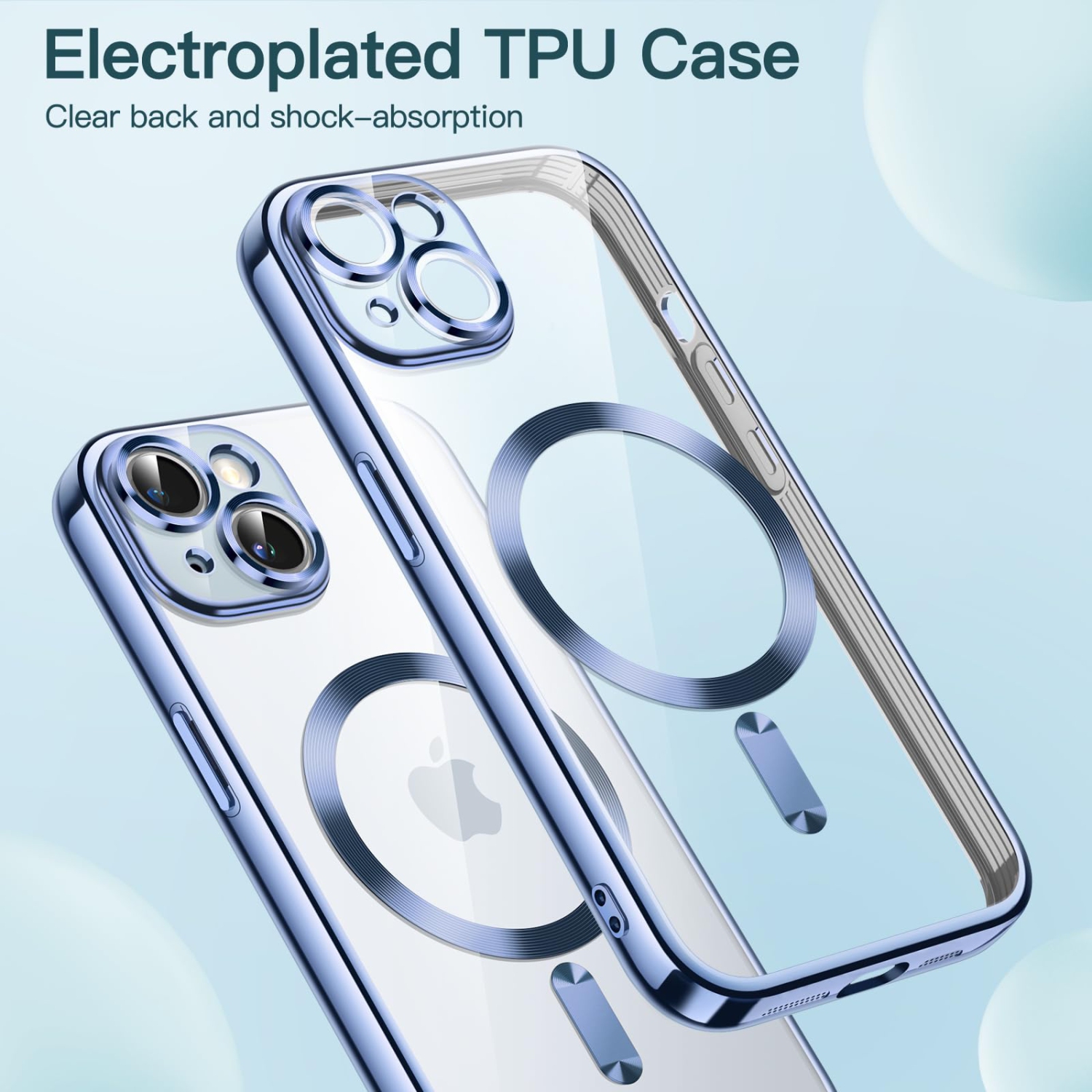 Electroplated Case for iPhone 15 Plus 6.7-Inch, Camera Lens Full Protection, Compatible with MagSafe Wireless Charging, Shockproof Soft TPU Phone