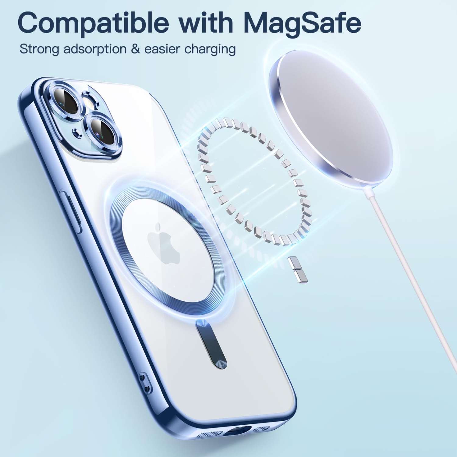 Electroplated Case for iPhone 15 Plus 6.7-Inch, Camera Lens Full Protection, Compatible with MagSafe Wireless Charging, Shockproof Soft TPU Phone