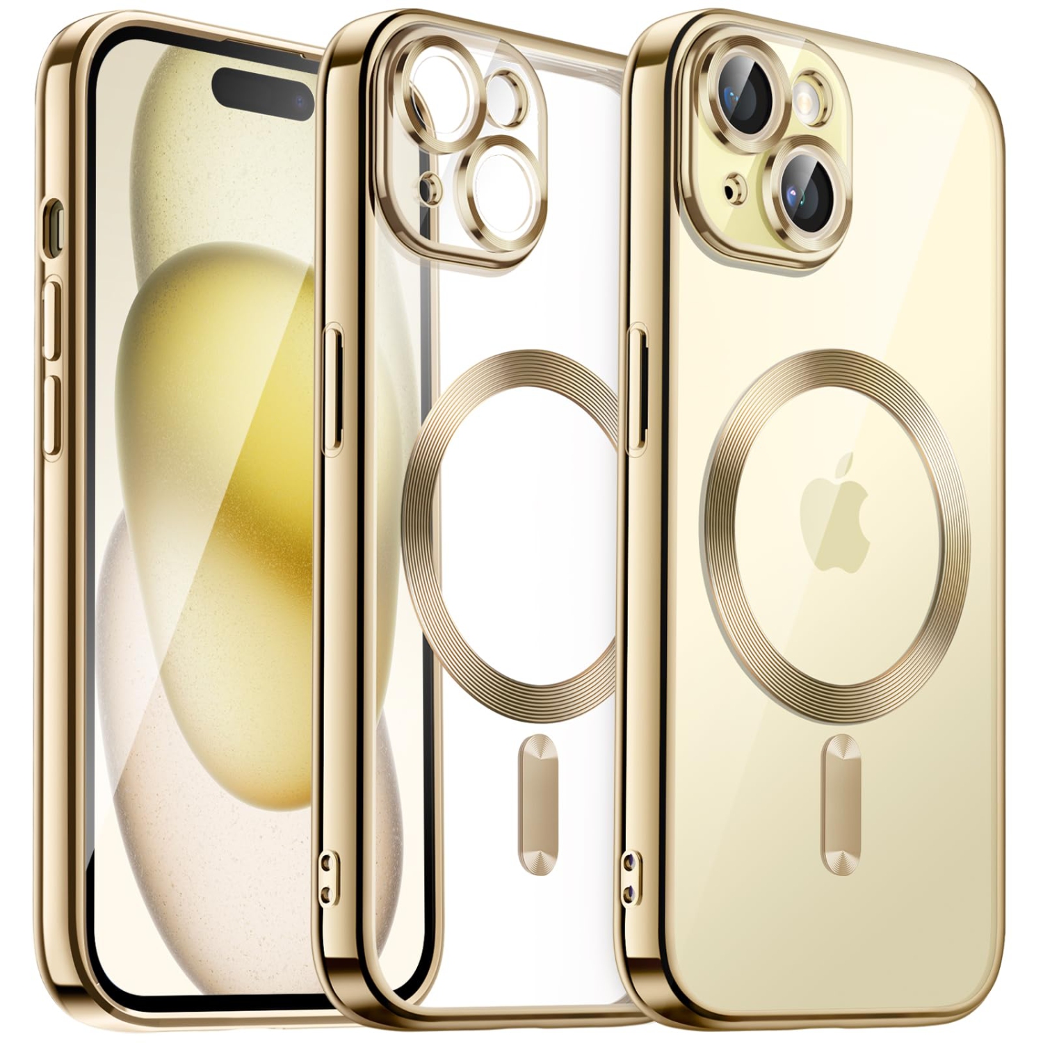 Electroplated Case for iPhone 15 Plus 6.7-Inch, Camera Lens Full Protection, Compatible with MagSafe Wireless Charging, Shockproof Soft TPU Phone