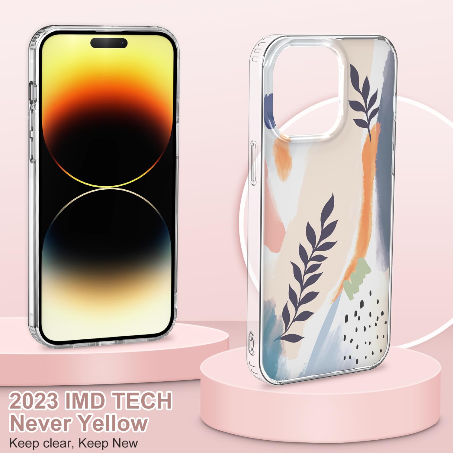 iPhone 15 Case with Screen Protector, Slim Fit Boho Floral Design Cute Women Girls Phone Case for iPhone 15 6.1 inch TPU + PC ShockPlusof & Non-Fading