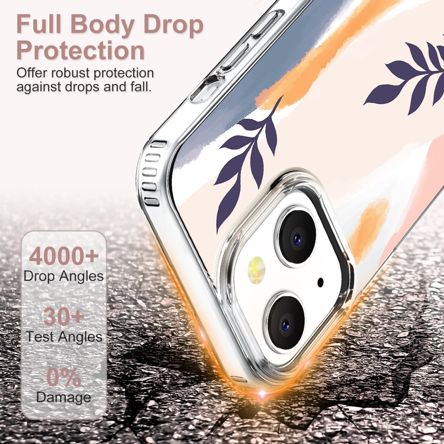 iPhone 15 Case with Screen Protector, Slim Fit Boho Floral Design Cute Women Girls Phone Case for iPhone 15 6.1 inch TPU + PC ShockPlusof & Non-Fading