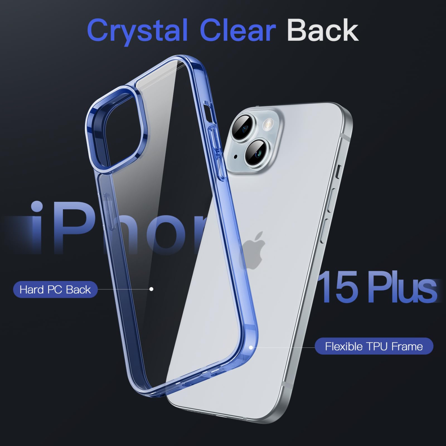 Case for iPhone 15 Plus 6.7-Inch, Non-Yellowing Shockproof Phone Bumper Cover, Anti-Scratch Clear Back