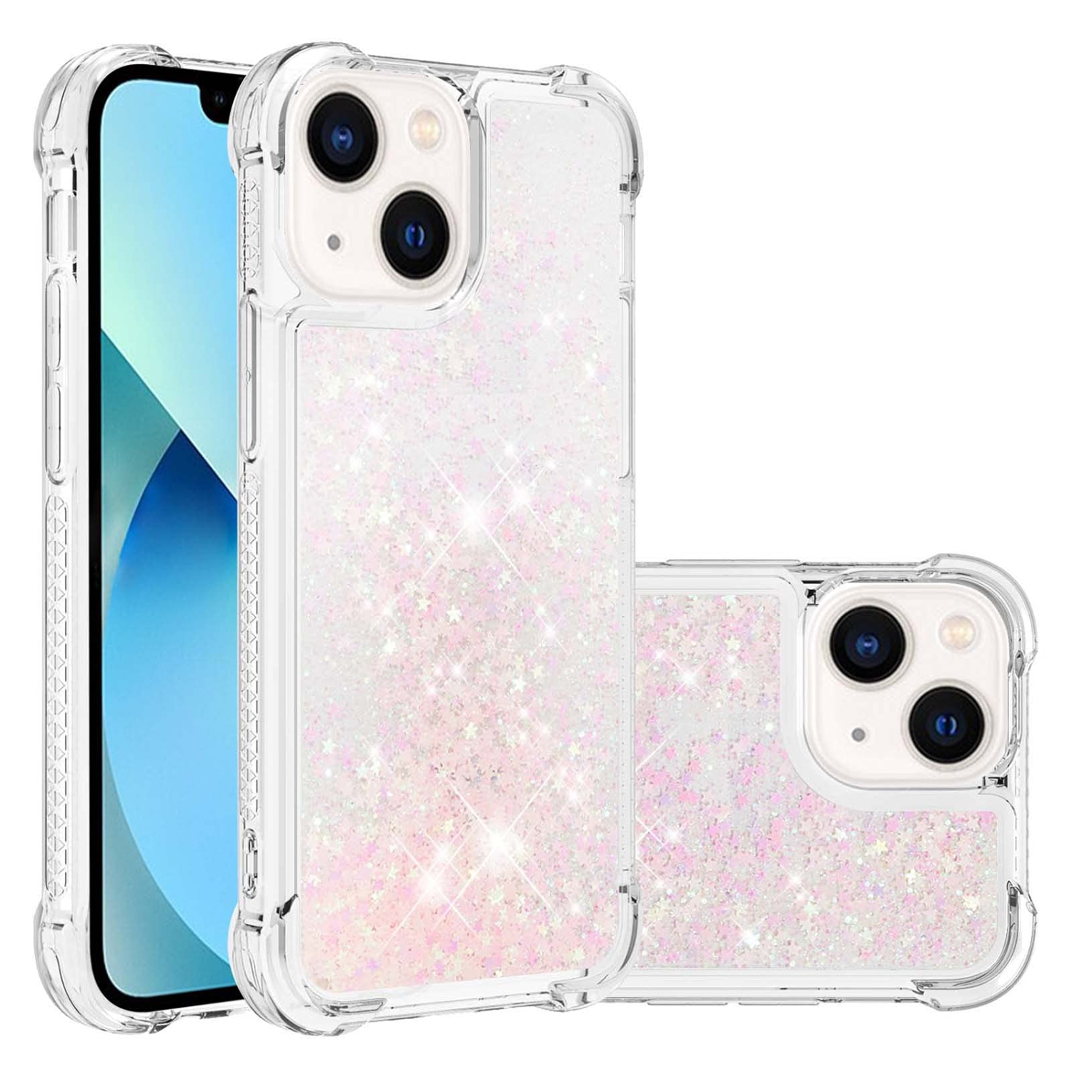 Case for iPhone 15 Plus 6.7", Bling Glitter Liquid Clear Case Floating Quicksand Shockproof Protective Sparkle Silicone Soft TPU Case for iPhone 15