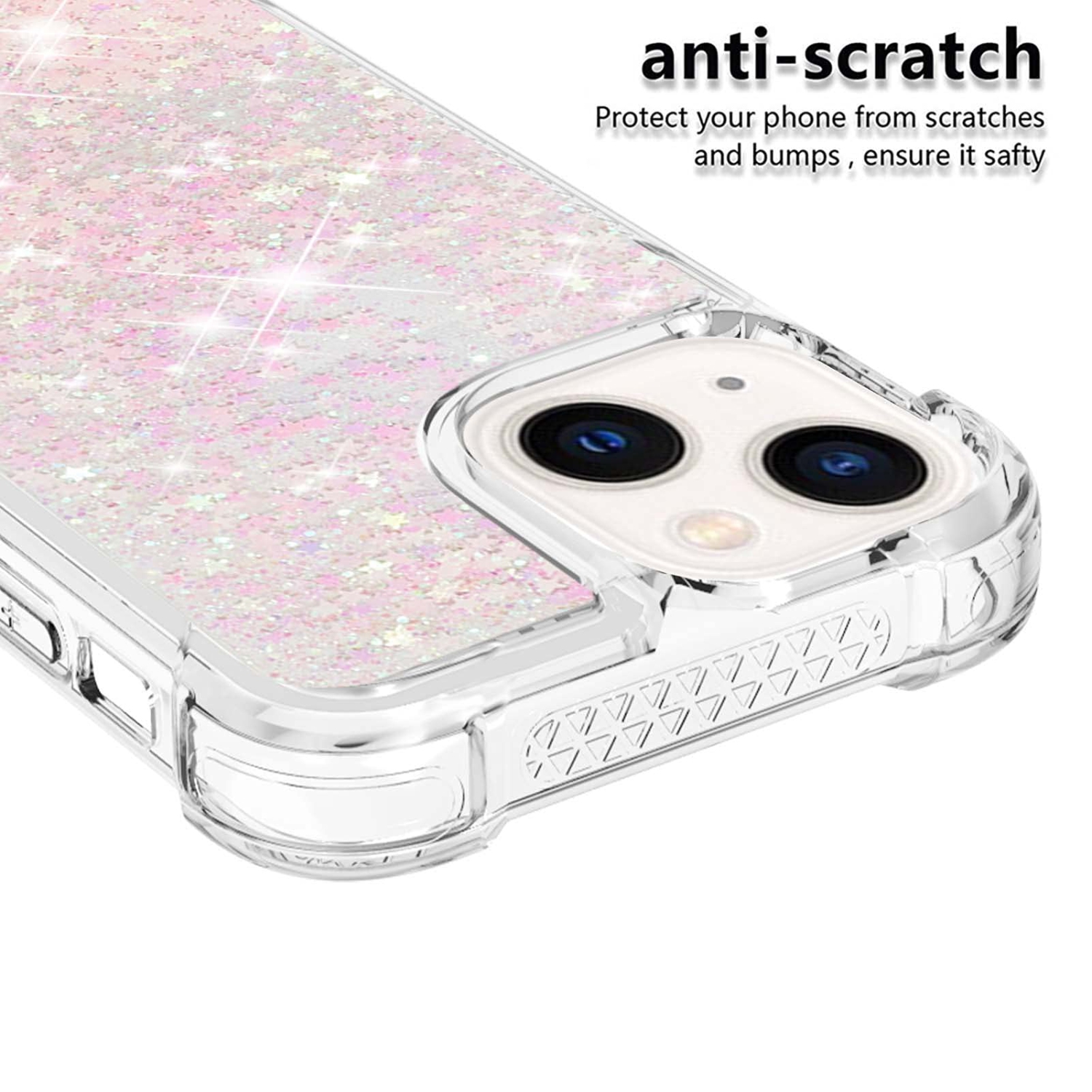 Case for iPhone 15 Plus 6.7", Bling Glitter Liquid Clear Case Floating Quicksand Shockproof Protective Sparkle Silicone Soft TPU Case for iPhone 15