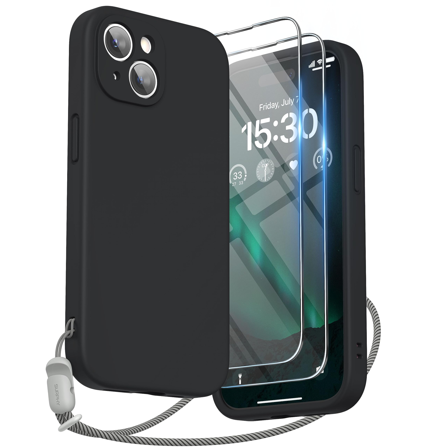Designed for iPhone 15 Plus Case 6.7 inch, with Camera Protection Liquid Silicone Soft Gel Rubber Phone Case Cover with Lanyard and Microfiber Lining