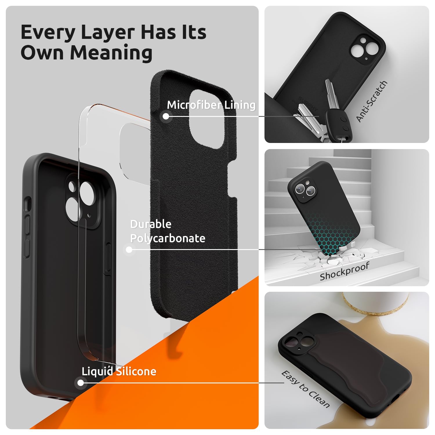 Designed for iPhone 15 Plus Case 6.7 inch, with Camera Protection Liquid Silicone Soft Gel Rubber Phone Case Cover with Lanyard and Microfiber Lining