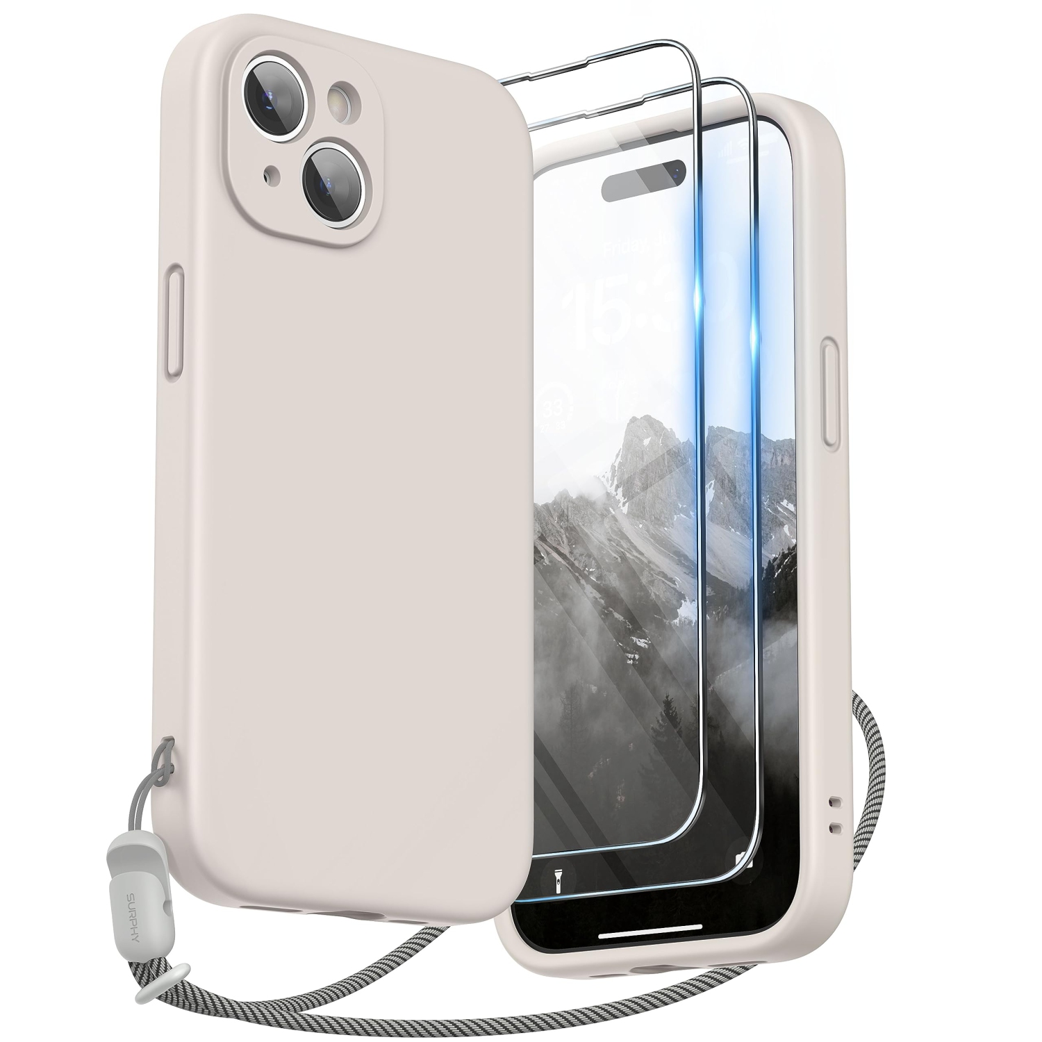Designed for iPhone 15 Plus Case 6.7 inch, with Camera Protection Liquid Silicone Soft Gel Rubber Phone Case Cover with Lanyard and Microfiber Lining