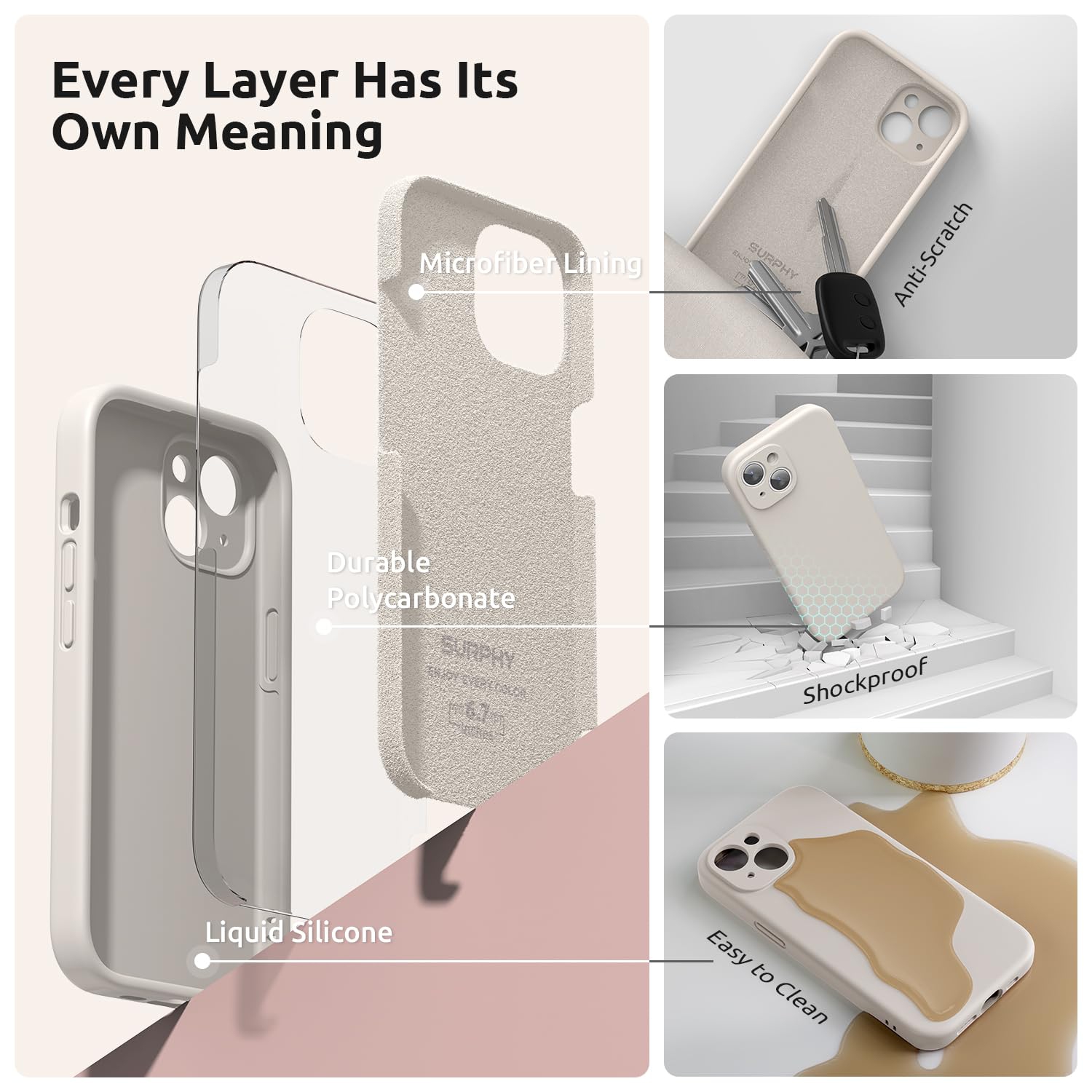 Designed for iPhone 15 Plus Case 6.7 inch, with Camera Protection Liquid Silicone Soft Gel Rubber Phone Case Cover with Lanyard and Microfiber Lining