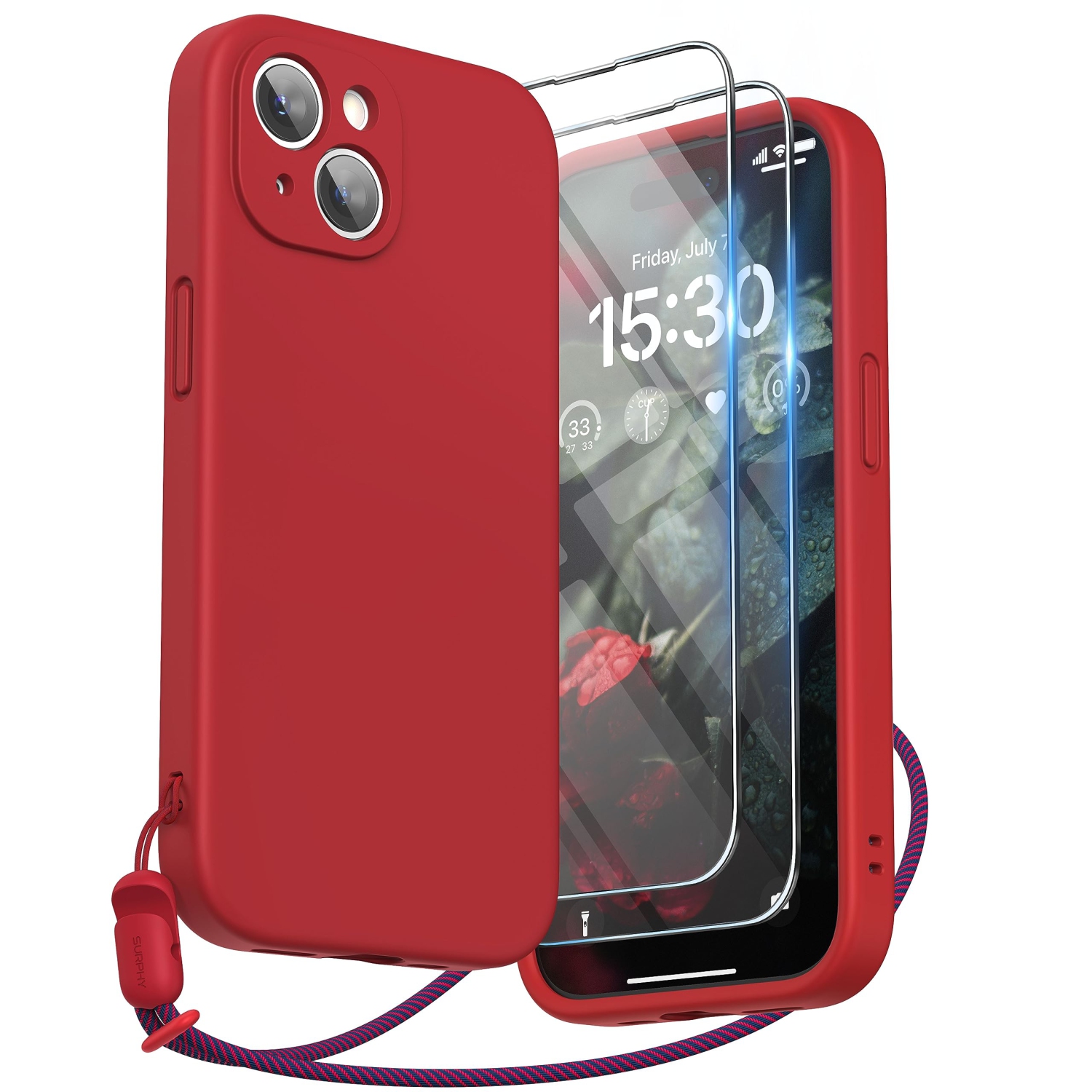 Designed for iPhone 15 Plus Case 6.7 inch, with Camera Protection Liquid Silicone Soft Gel Rubber Phone Case Cover with Lanyard and Microfiber Lining