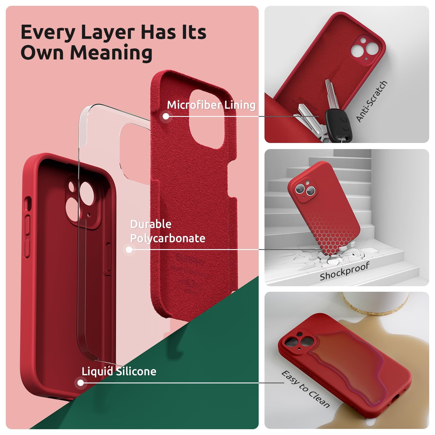 Designed for iPhone 15 Plus Case 6.7 inch, with Camera Protection Liquid Silicone Soft Gel Rubber Phone Case Cover with Lanyard and Microfiber Lining