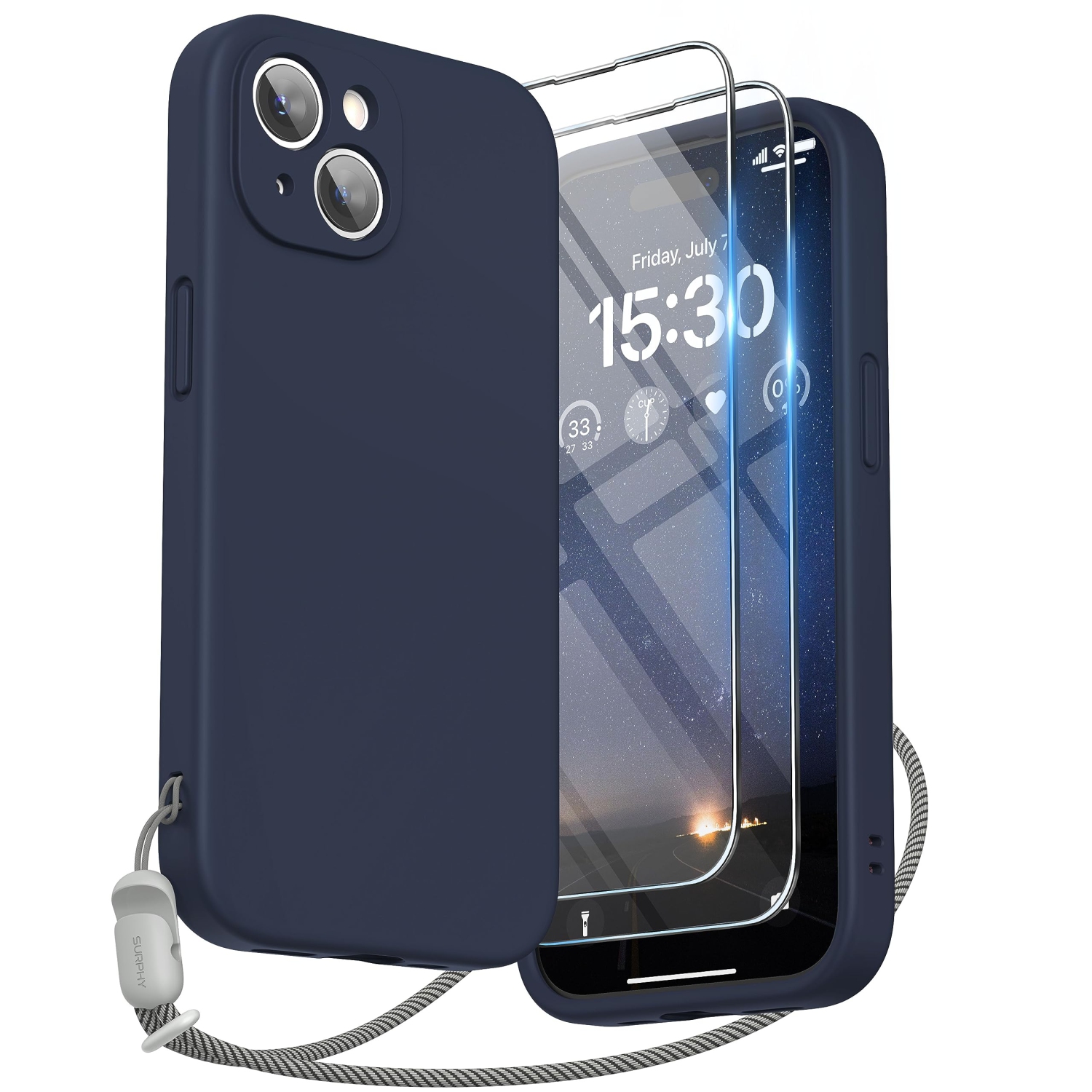 Designed for iPhone 15 Plus Case 6.7 inch, with Camera Protection Liquid Silicone Soft Gel Rubber Phone Case Cover with Lanyard and Microfiber Lining
