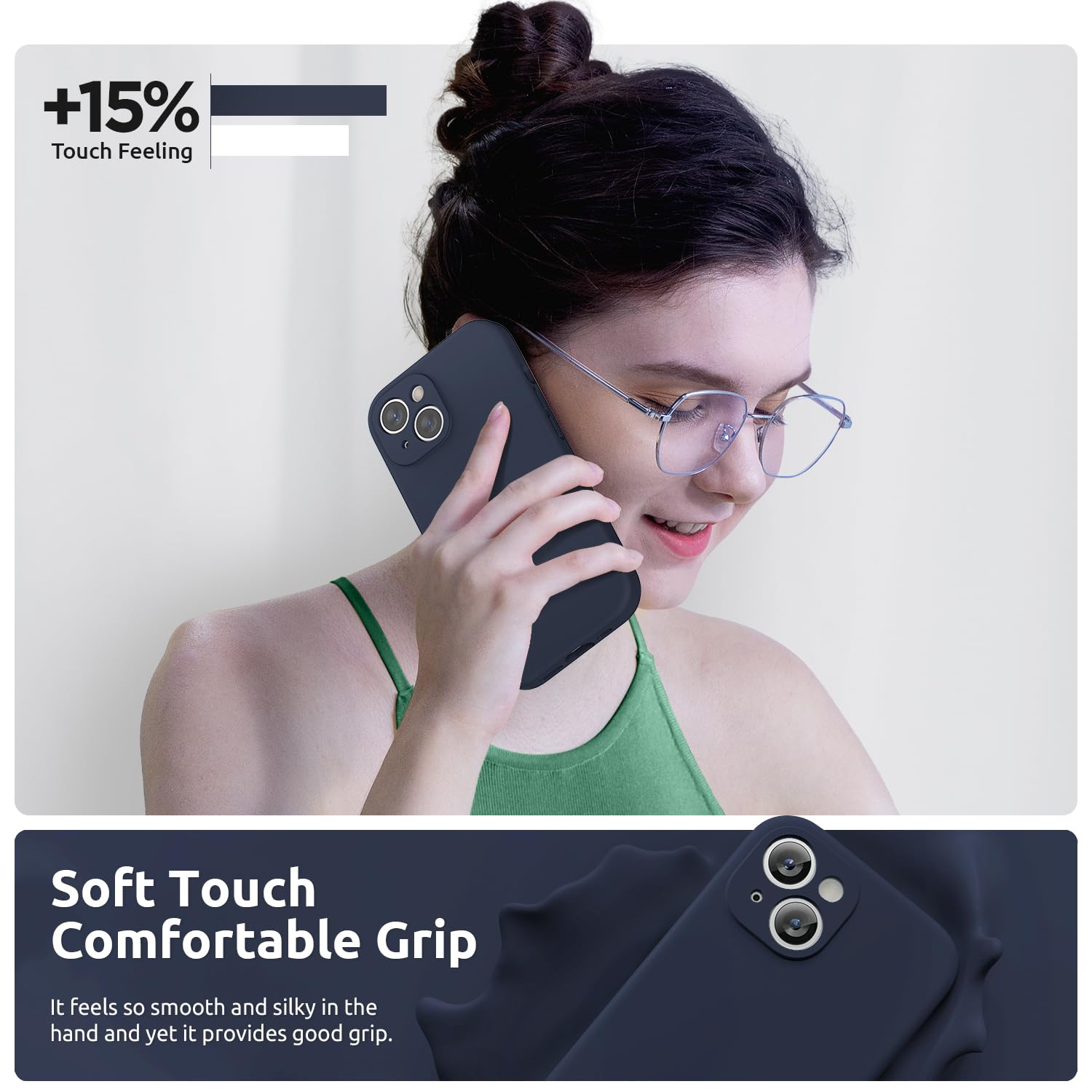 Designed for iPhone 15 Plus Case 6.7 inch, with Camera Protection Liquid Silicone Soft Gel Rubber Phone Case Cover with Lanyard and Microfiber Lining