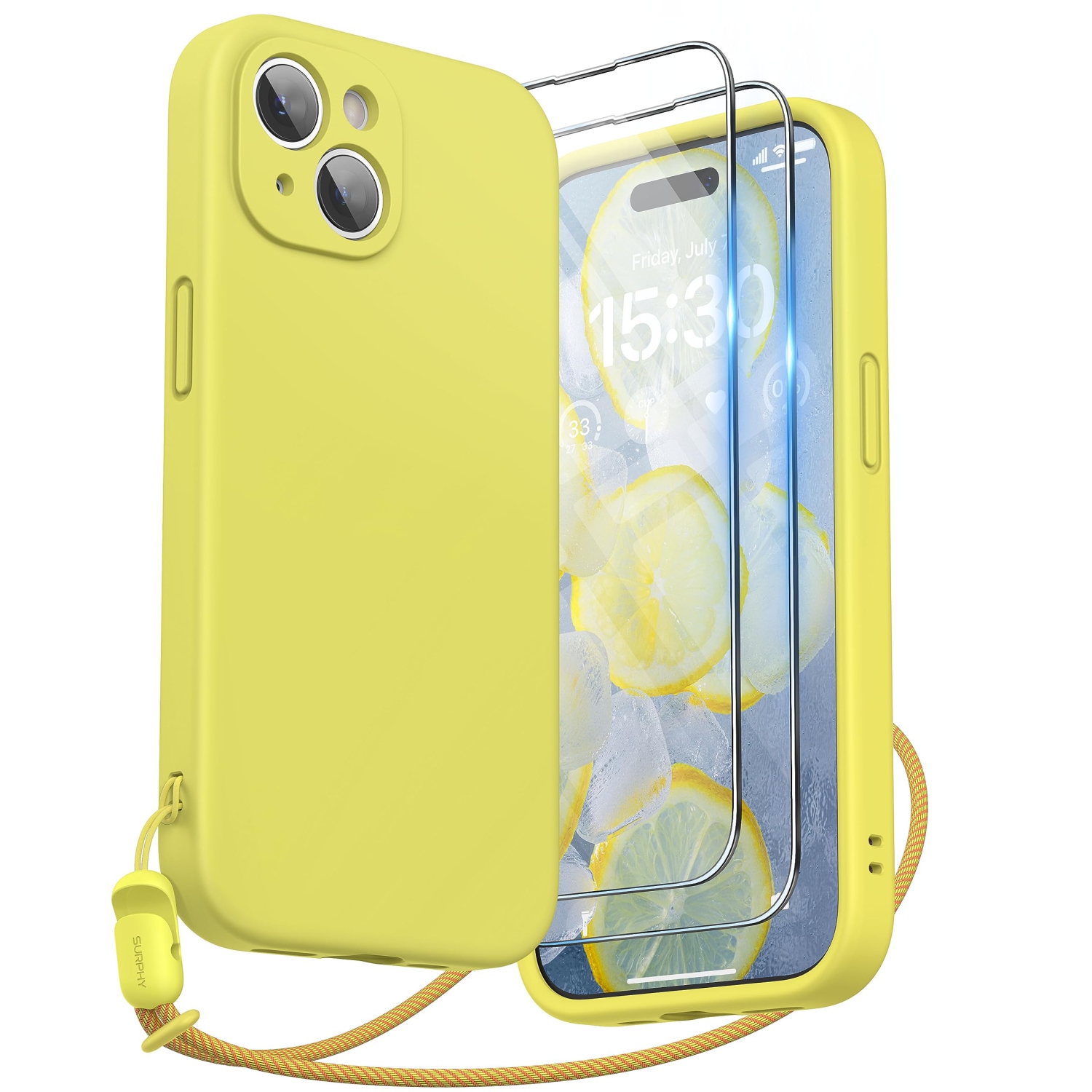 Designed for iPhone 15 Plus Case 6.7 inch, with Camera Protection Liquid Silicone Soft Gel Rubber Phone Case Cover with Lanyard and Microfiber Lining