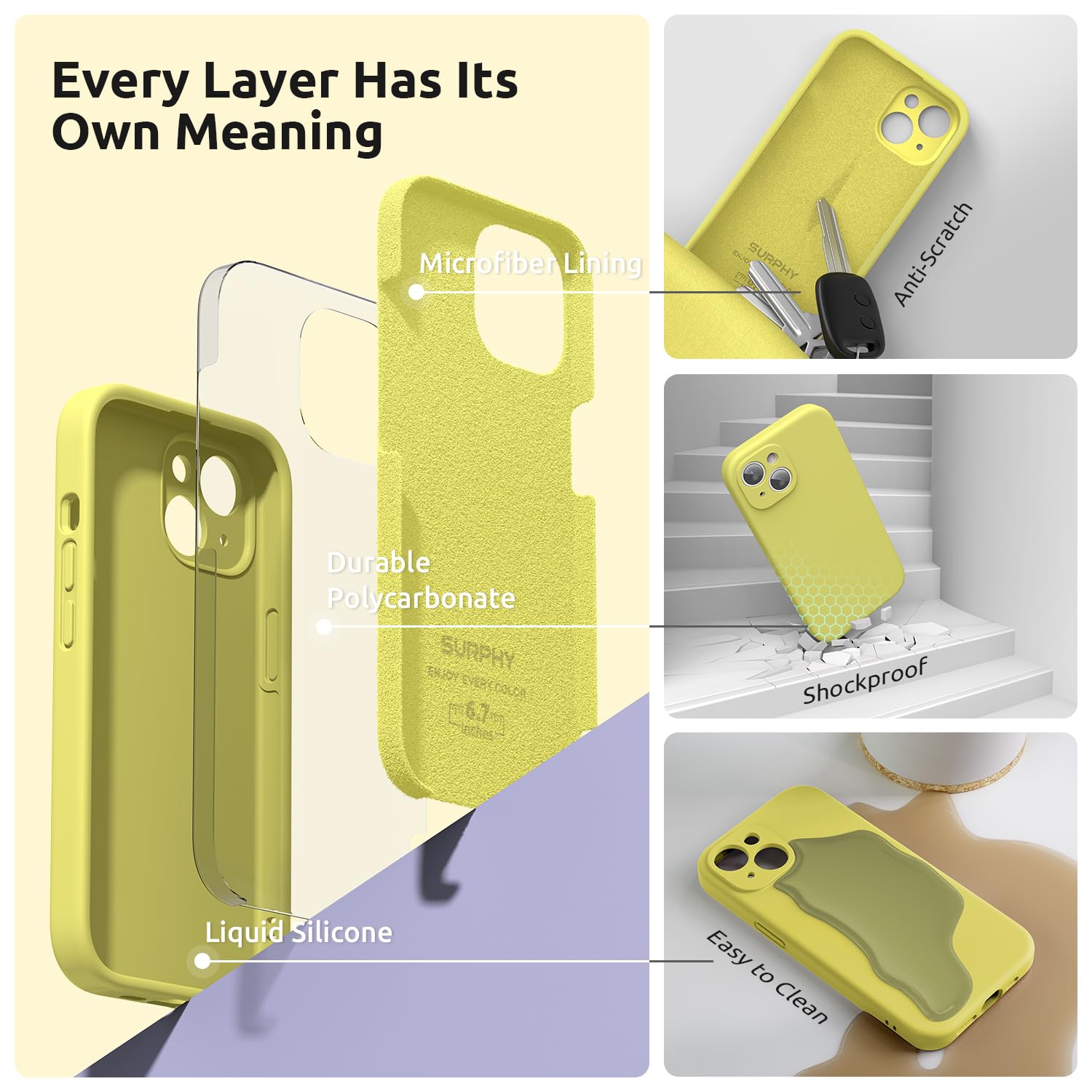 Designed for iPhone 15 Plus Case 6.7 inch, with Camera Protection Liquid Silicone Soft Gel Rubber Phone Case Cover with Lanyard and Microfiber Lining