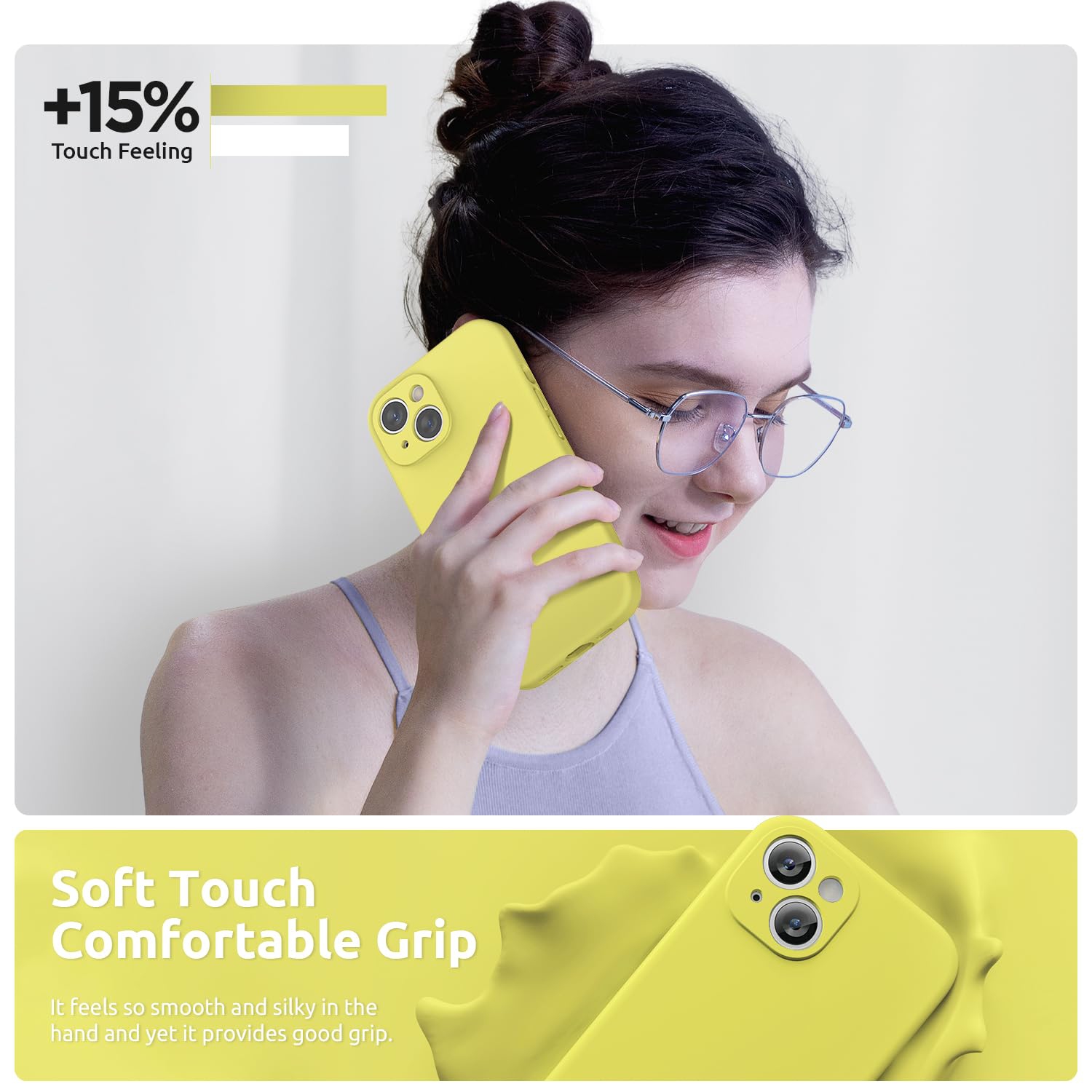 Designed for iPhone 15 Plus Case 6.7 inch, with Camera Protection Liquid Silicone Soft Gel Rubber Phone Case Cover with Lanyard and Microfiber Lining