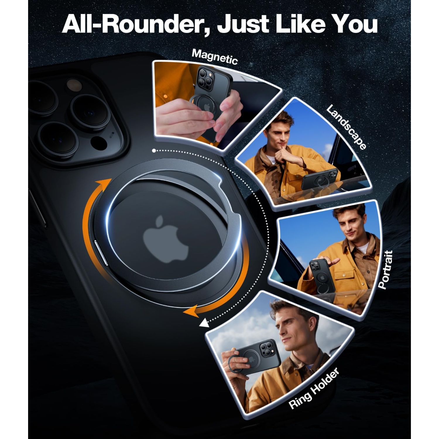 360° Rotatable Ring for iPhone 15 Pro Max Case with Stand, Compatible with MagSafe, 15 FT Military Grade Drop Protection, Magnetic Case for iPhone 15