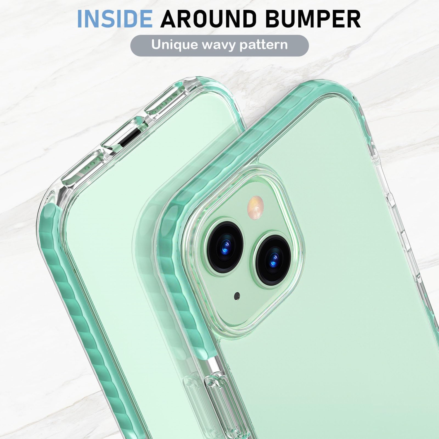 iPhone 15 Case, Clear Thin Slim Crystal Transparent Cover Shockproof Bumper Case for iPhone 15 6.1" 2023-Green