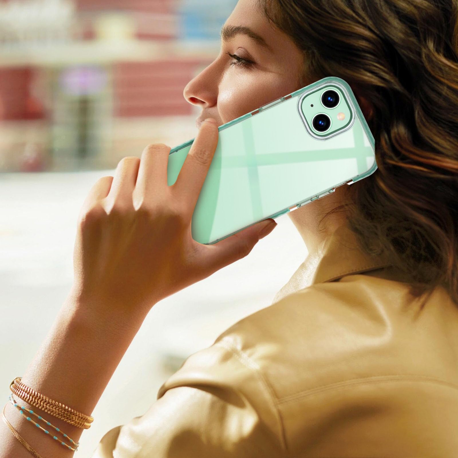 iPhone 15 Case, Clear Thin Slim Crystal Transparent Cover Shockproof Bumper Case for iPhone 15 6.1" 2023-Green