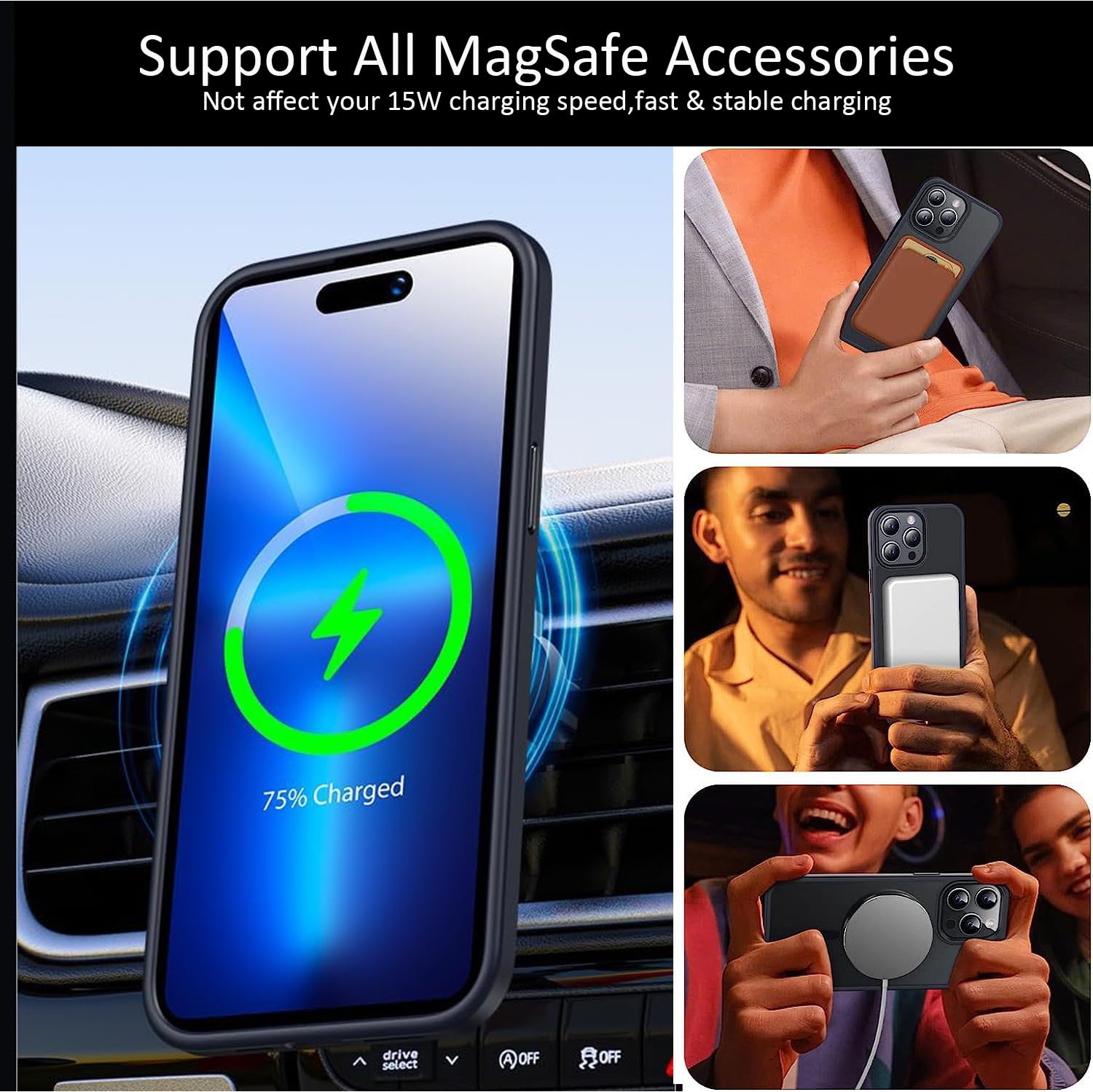 Magnetic for iPhone 15 Pro Case for MagSafe, Compatible with Magsafe Military-Grade Protection Slim Fit Protective Translucent Matte iPhone 15 Pro