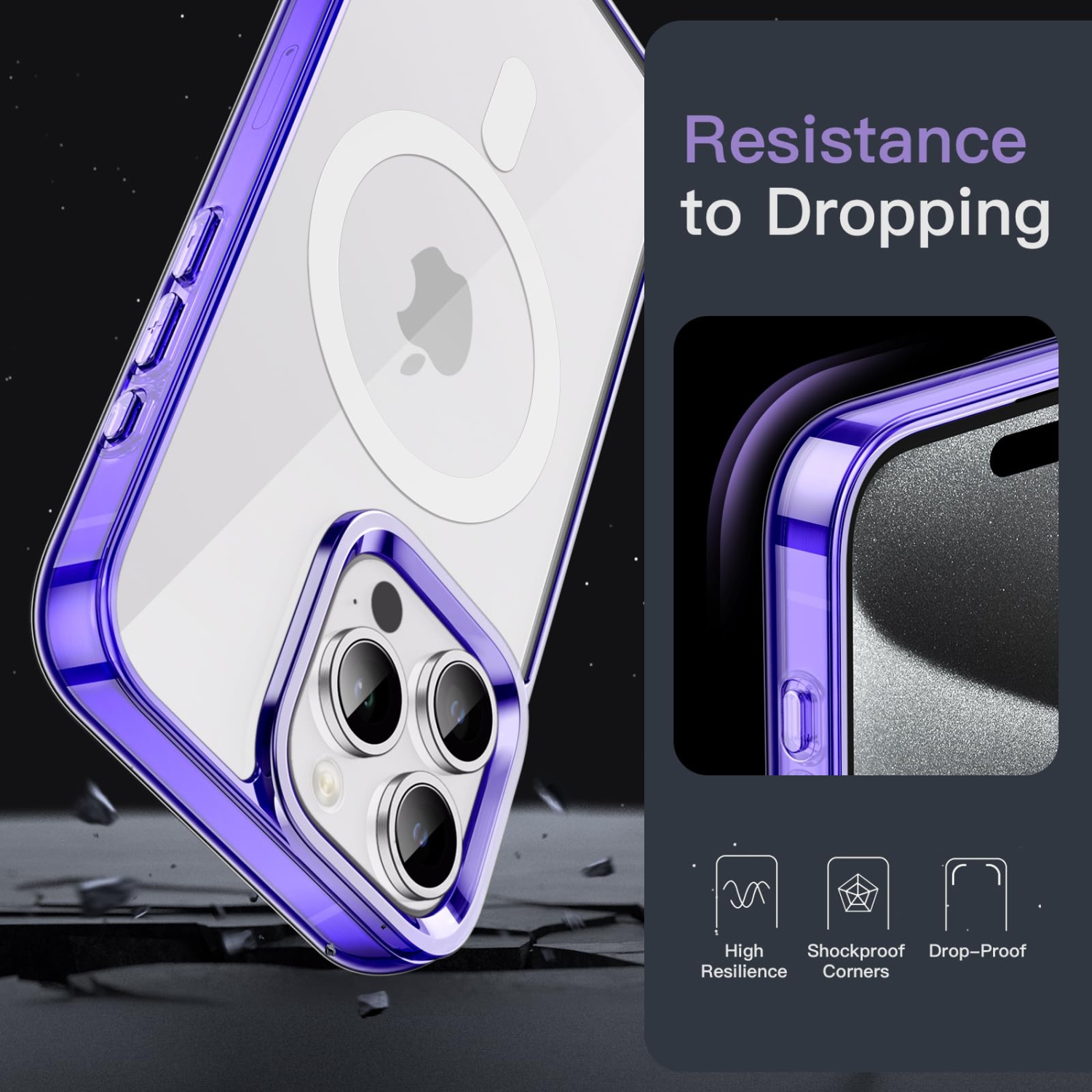 Magnetic Case for iPhone 15 Pro 6.1-Inch Compatible with MagSafe Wireless Charging, Shockproof Phone Bumper Cover, Anti-Scratch Clear Back