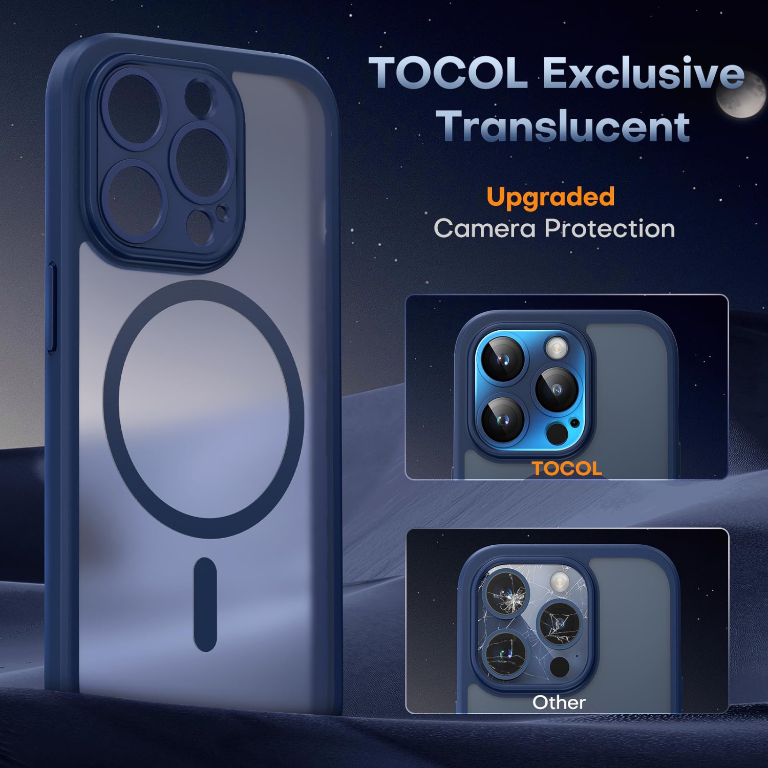 3 in 1 Magnetic for iPhone 15 Pro Max Case, Upgraded Full Camera Protection with 2 Screen Protector, Fit for MagSafe,Translucent Matte Back Phone