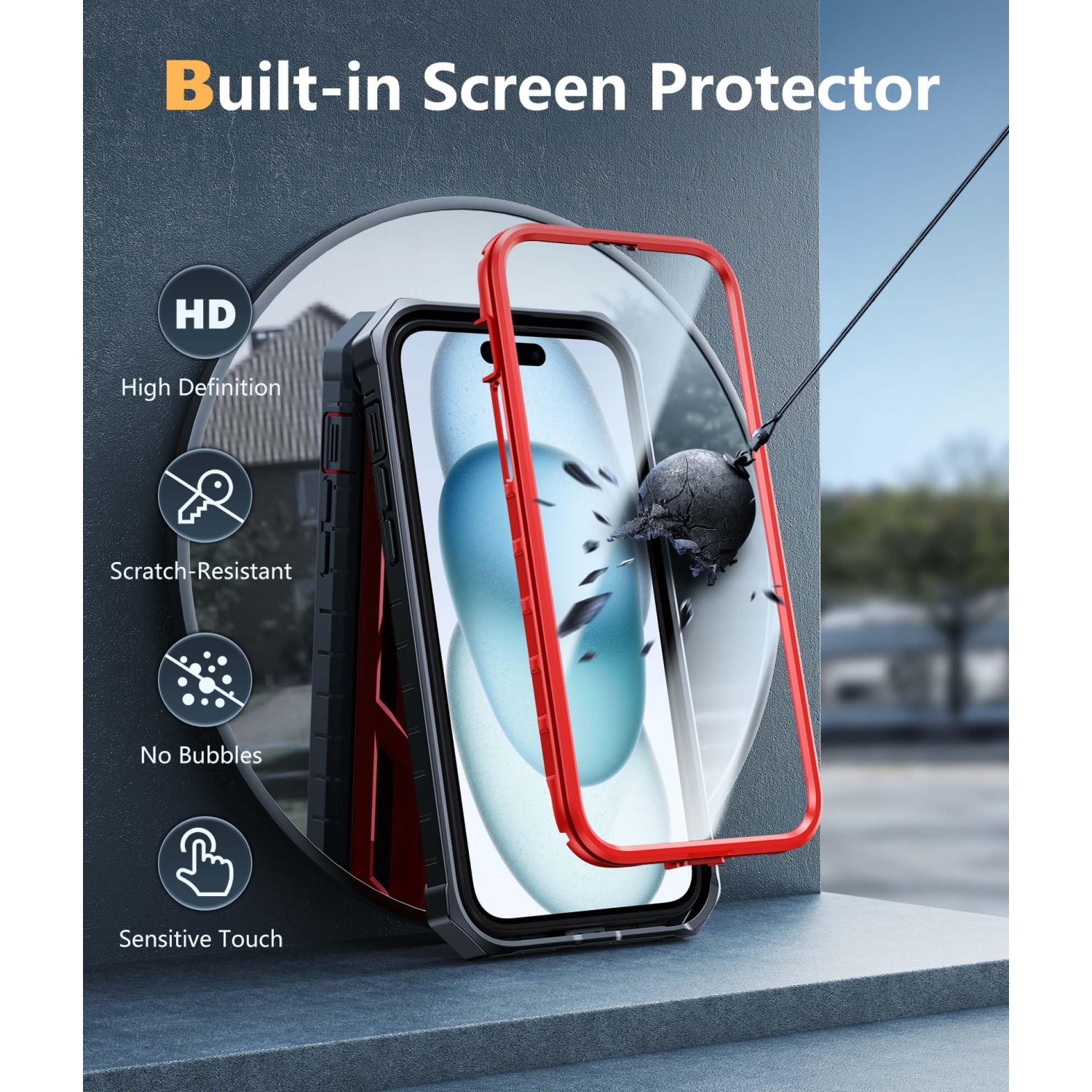 for iPhone 15 Plus Case: Military Grade Rugged Cell Phone Cover with Kickstand | Shockproof TPU Protection Bumper Matte Textured Design for iPhone 15