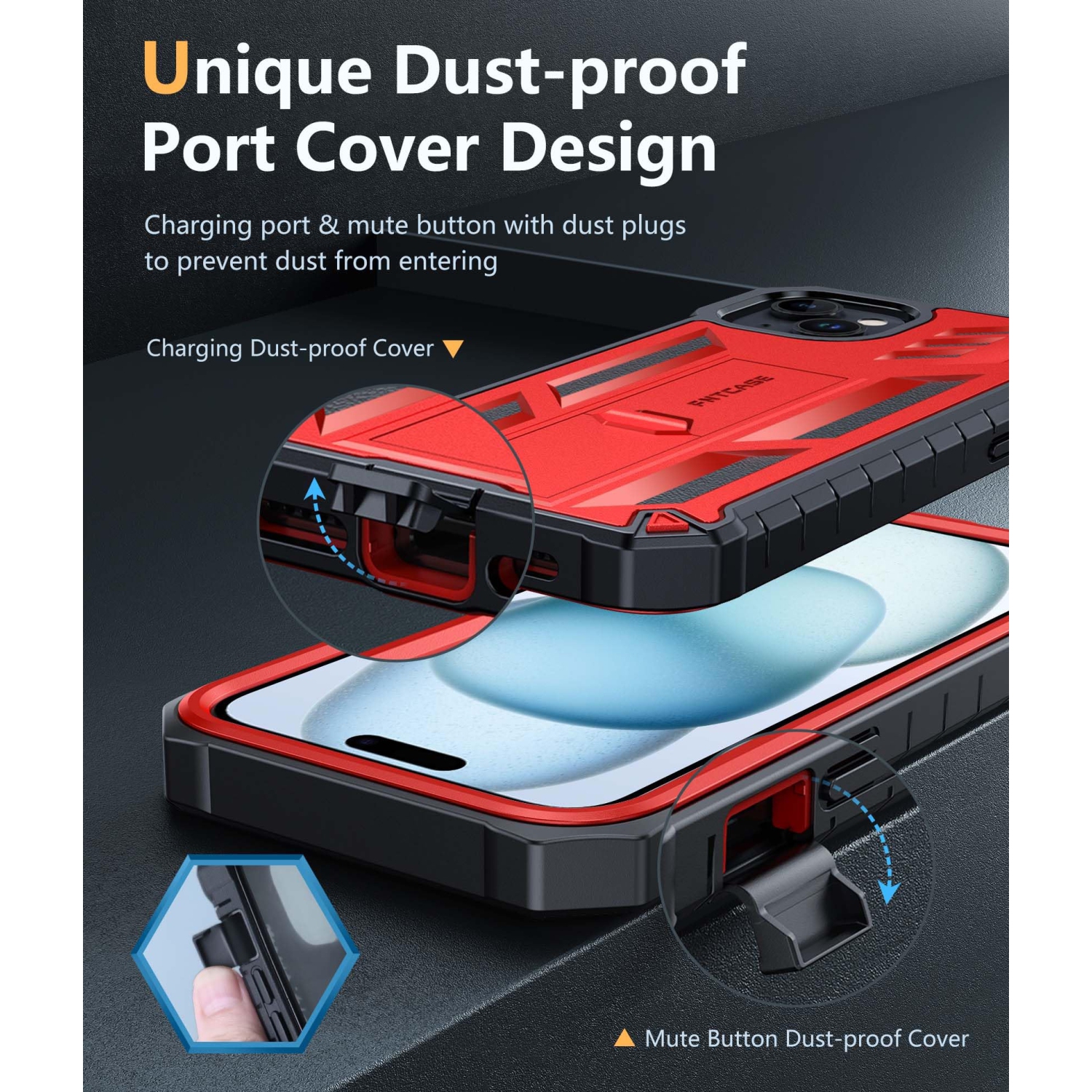 for iPhone 15 Plus Case: Military Grade Rugged Cell Phone Cover with Kickstand | Shockproof TPU Protection Bumper Matte Textured Design for iPhone 15