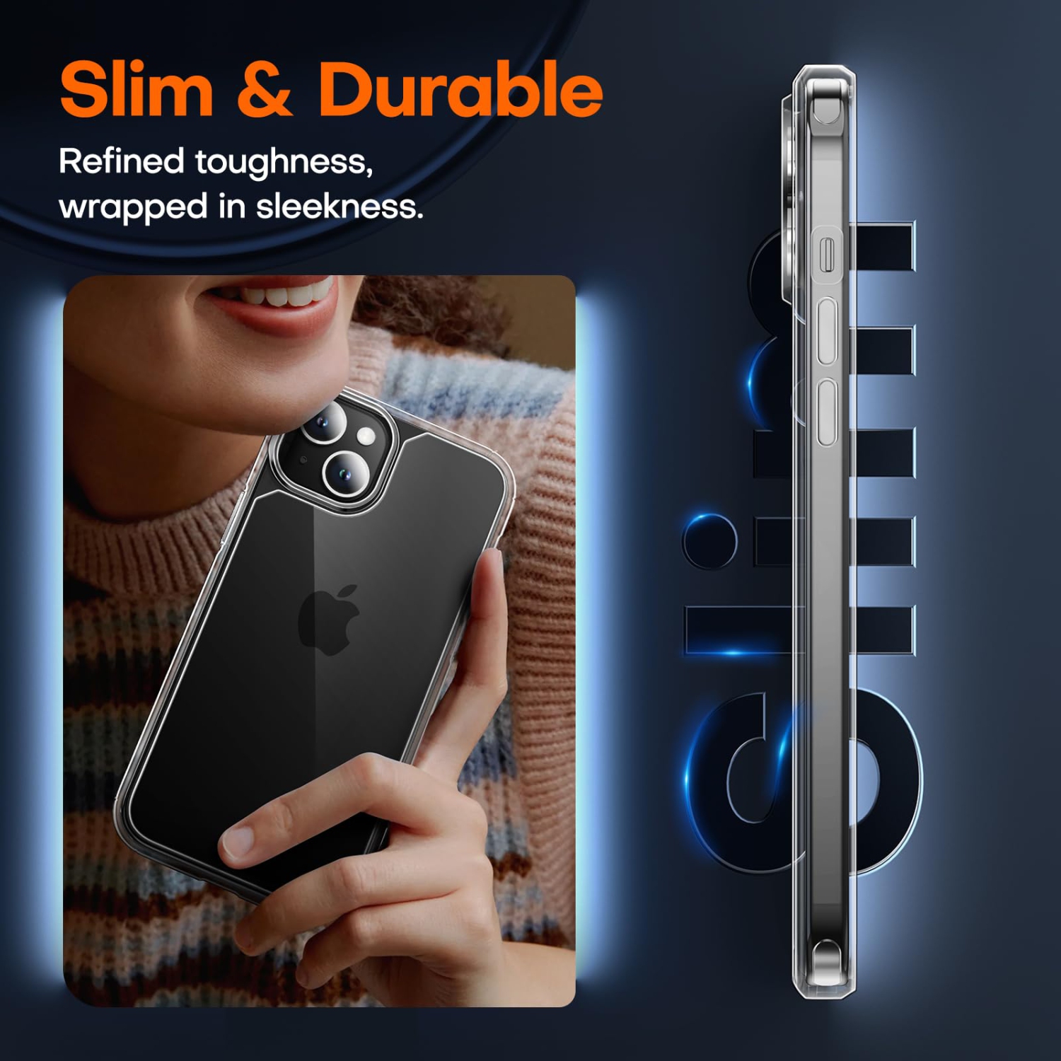 for iPhone 15 Plus Case, 5 in 1 1X Clear Case Not-Yellowing with 2X Tempered Glass Screen Protector + 2X Camera Lens Protector, Militarized Drop