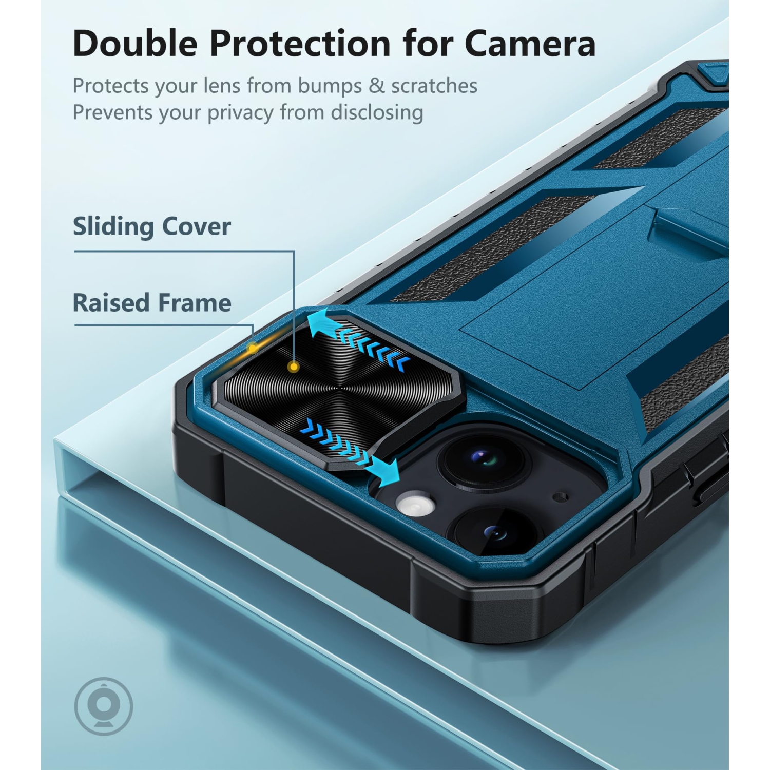 for iPhone 15 Phone Case: for iPhone 15 | Military Grade Dropproof Cell Phone Cover with Kickstand & Slide | Heavy Duty Rugged Phonecase Bumper