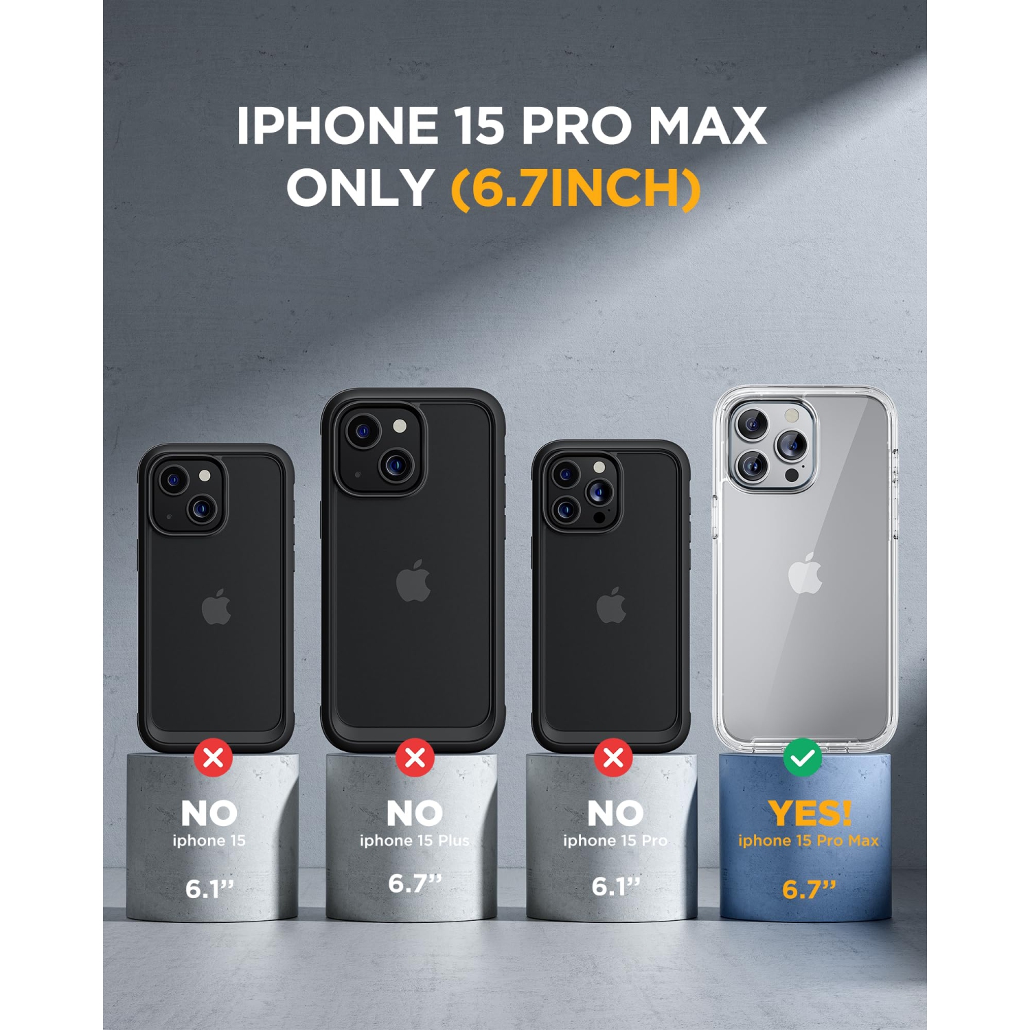 Glass Case for iPhone 15 Pro Max Case 6.7'', Full-Body Bumper Phone Case Cover with Built-in 9H Tempered Glass Screen Protector & Camera Lens