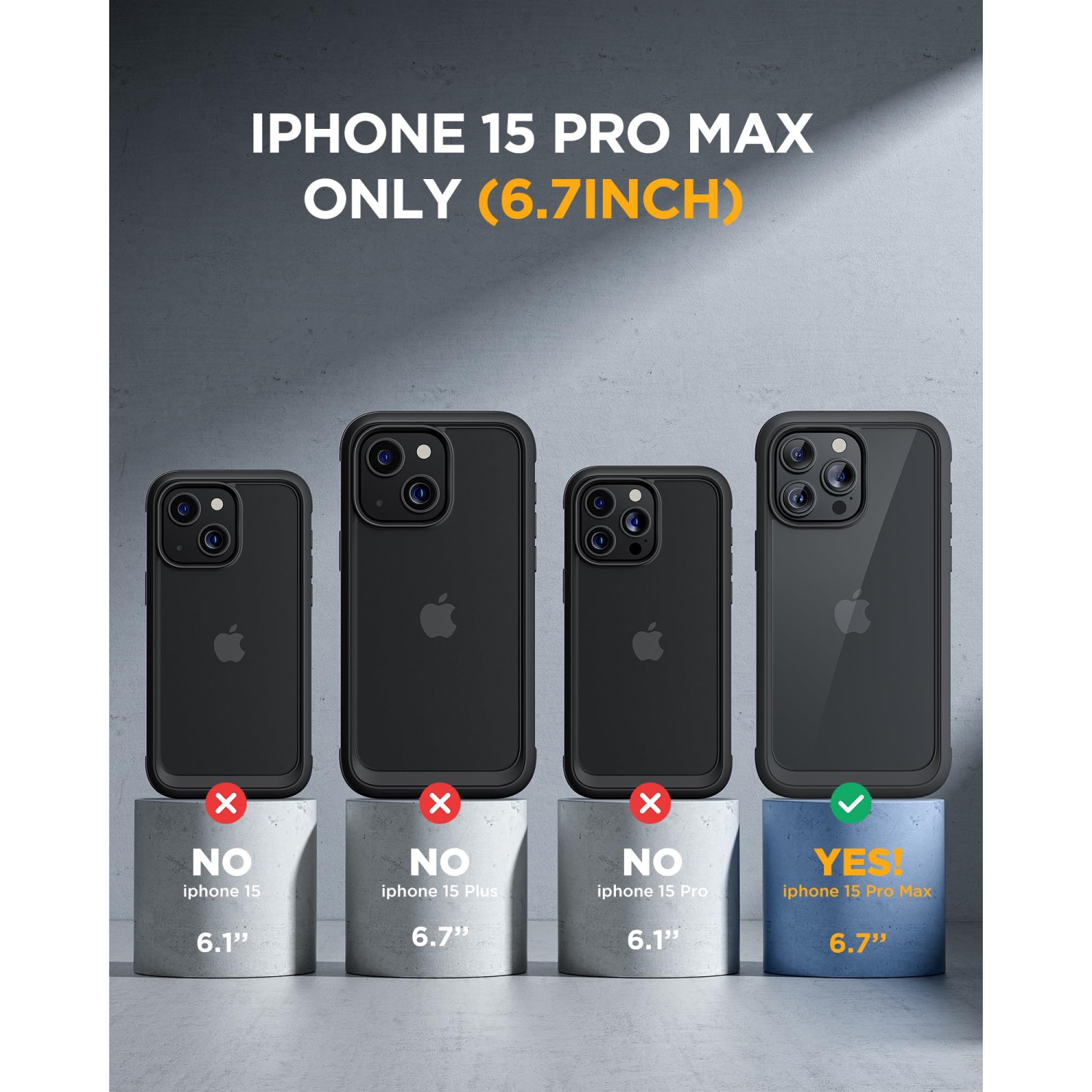 Glass Case for iPhone 15 Pro Max Case 6.7'', Full-Body Bumper Phone Case Cover with Built-in 9H Tempered Glass Screen Protector & Camera Lens