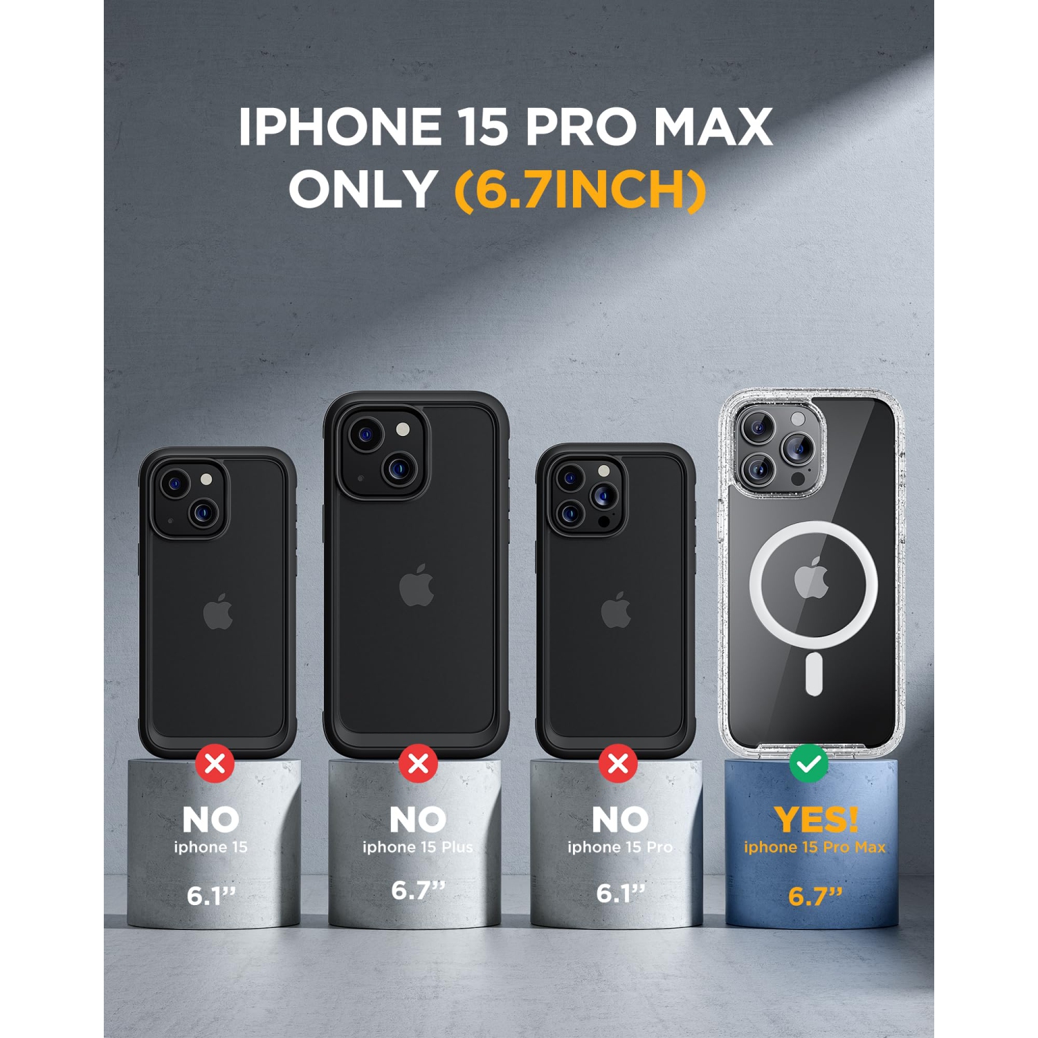 Magnétique pour étui iPhone 15 Pro Max 6,7 po compatible avec MagSafe complet Étui militaire résistant aux chutes 15 Pro Max avec protecteur d'écran