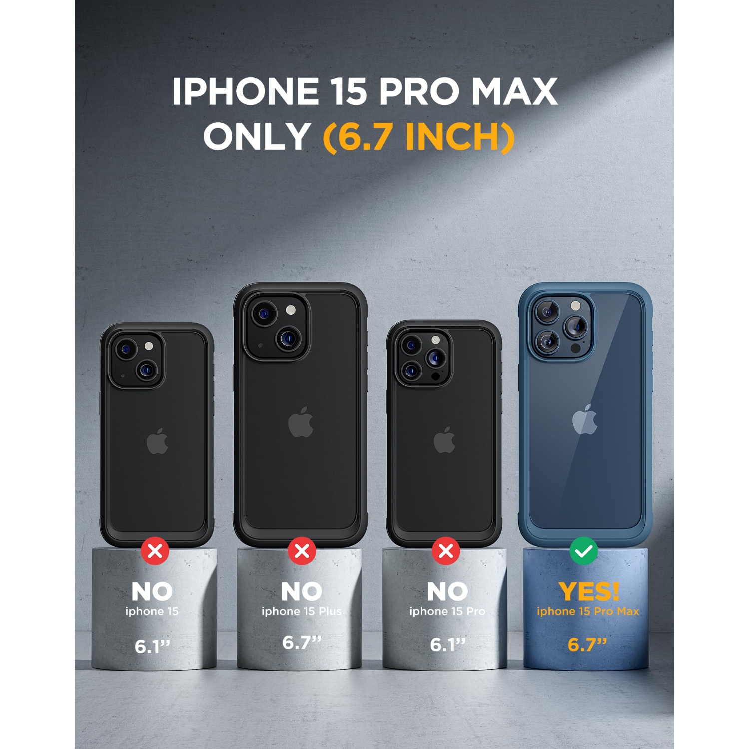 Glass Case for iPhone 15 Pro Max Case 6.7'', Full-Body Bumper Phone Case Cover with Built-in 9H Tempered Glass Screen Protector & Camera Lens