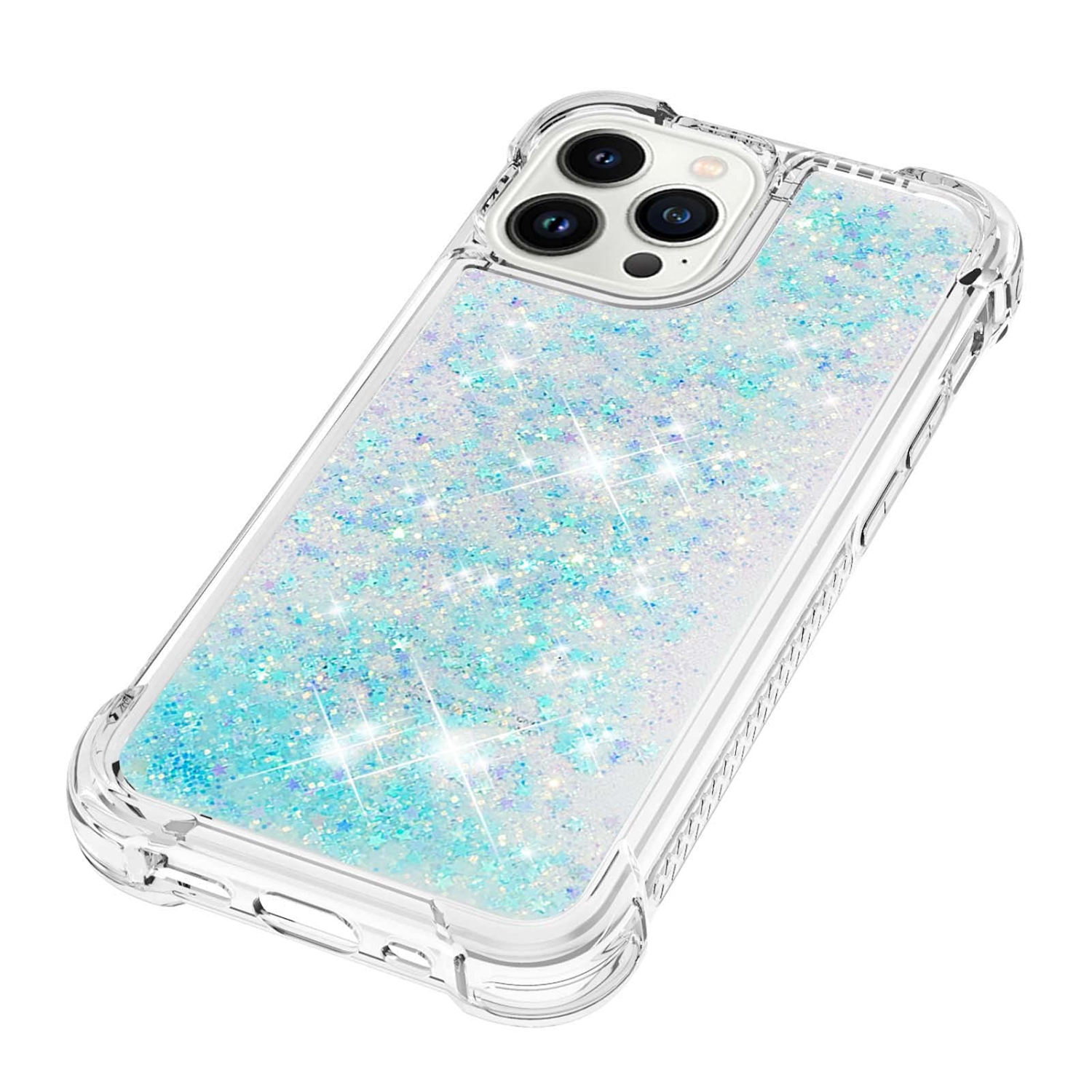 Case for iPhone 15 Pro 6.1", Bling Glitter Liquid Clear Case Floating Quicksand Shockproof Protective Sparkle Silicone Soft TPU Case for iPhone 15