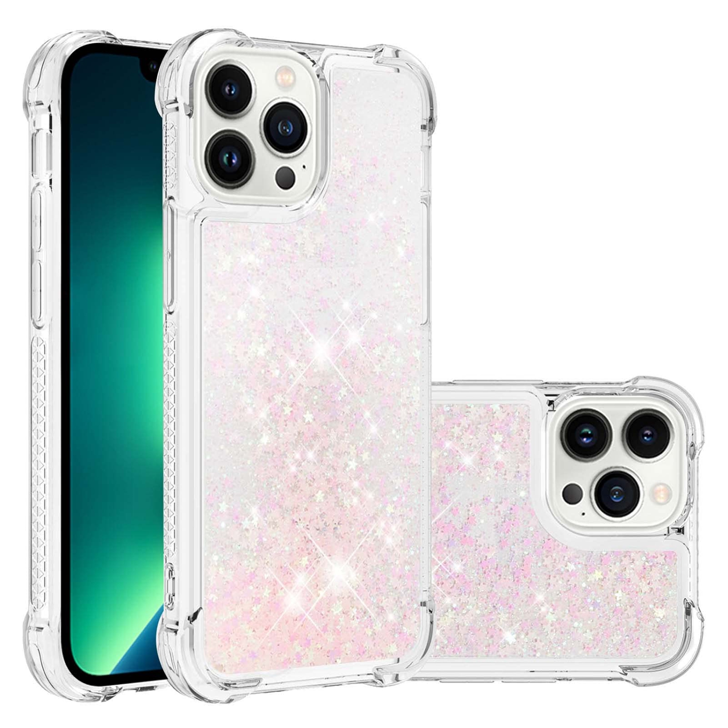 Case for iPhone 15 Pro Max, Bling Glitter Liquid Clear Case Floating Quicksand Shockproof Protective Sparkle Silicone Soft TPU Case for iPhone 15 Pro